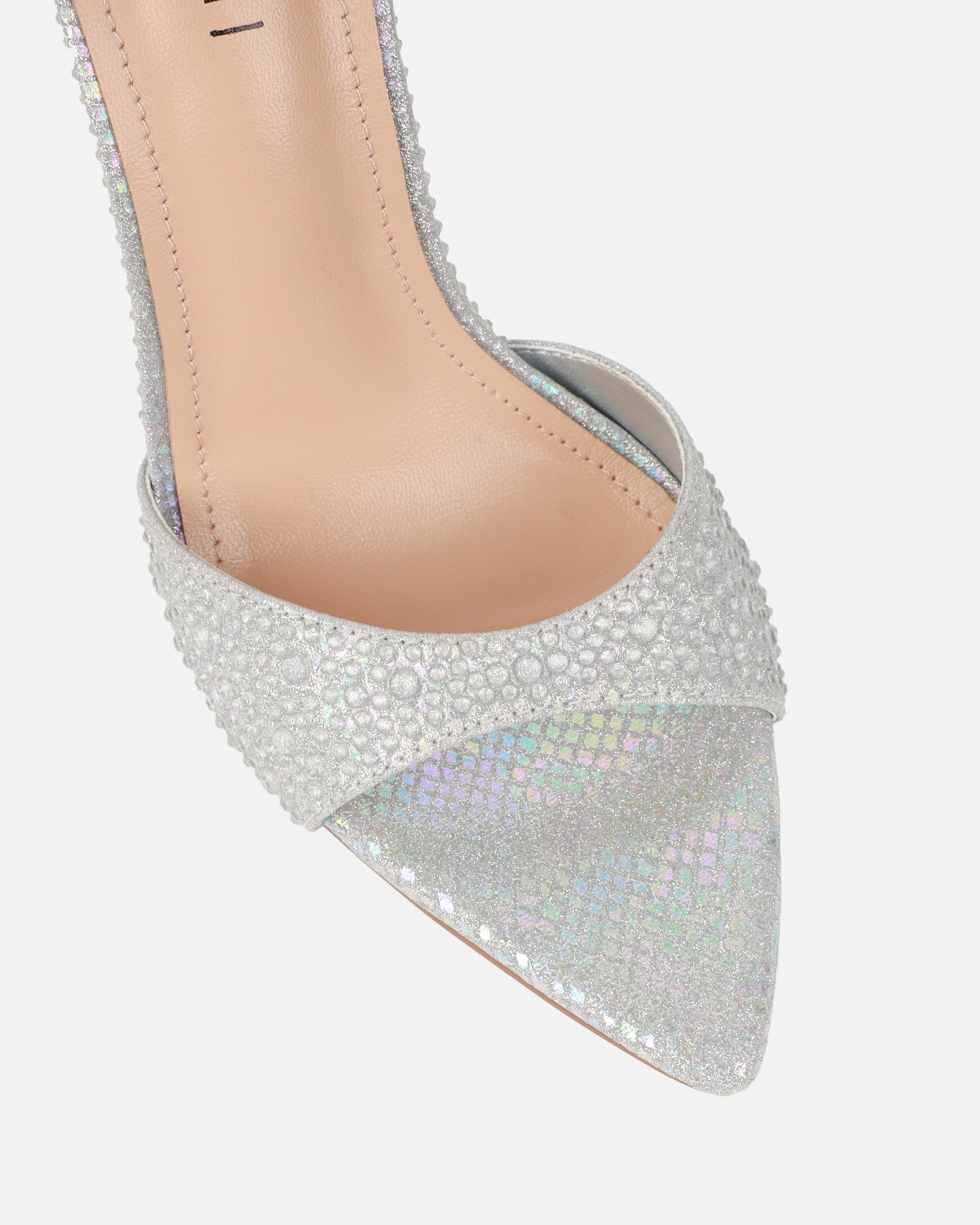 Reef Silver Glitter Snake Droplet Mule Sandals