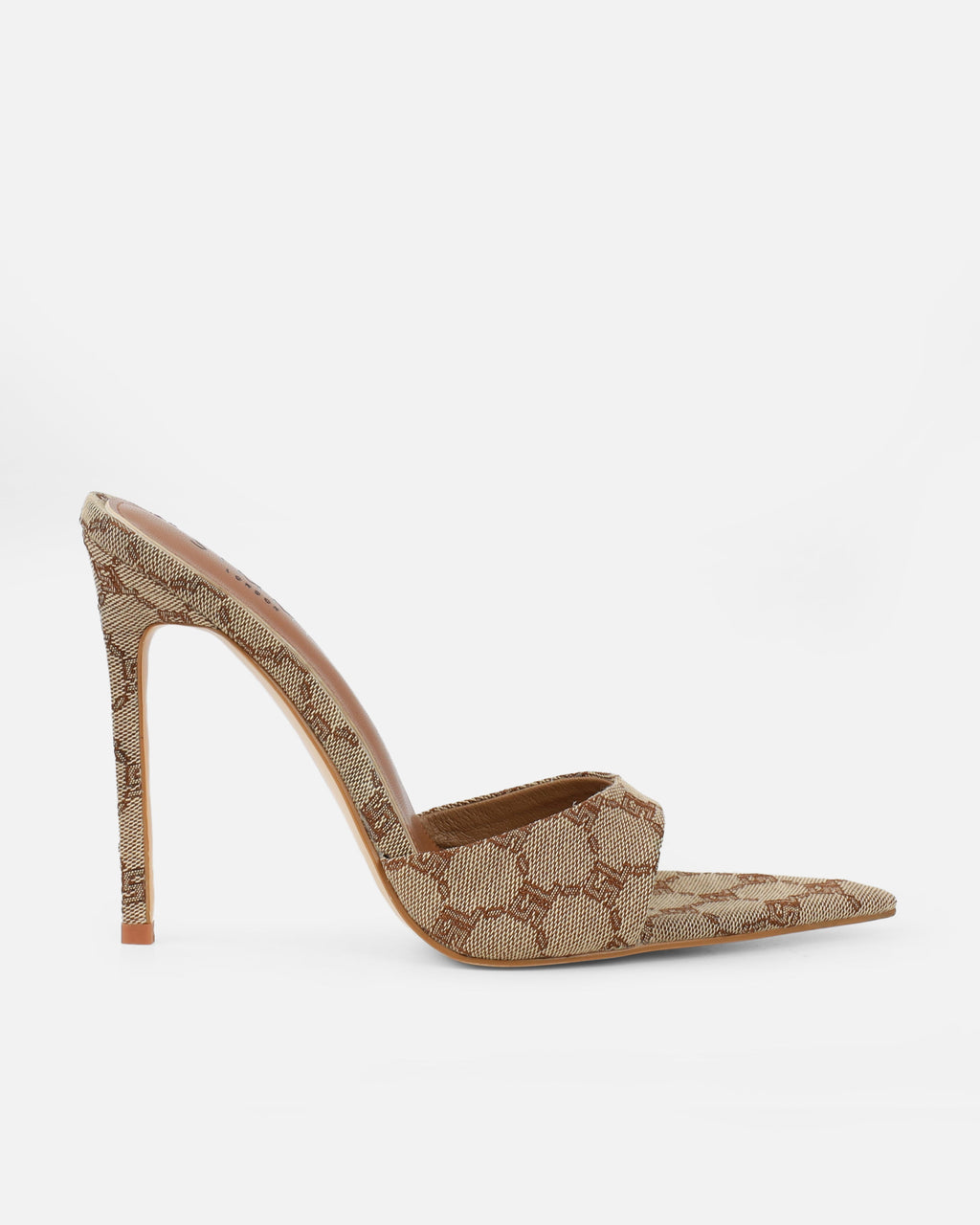 Savanna Brown Monogram Heeled Mules