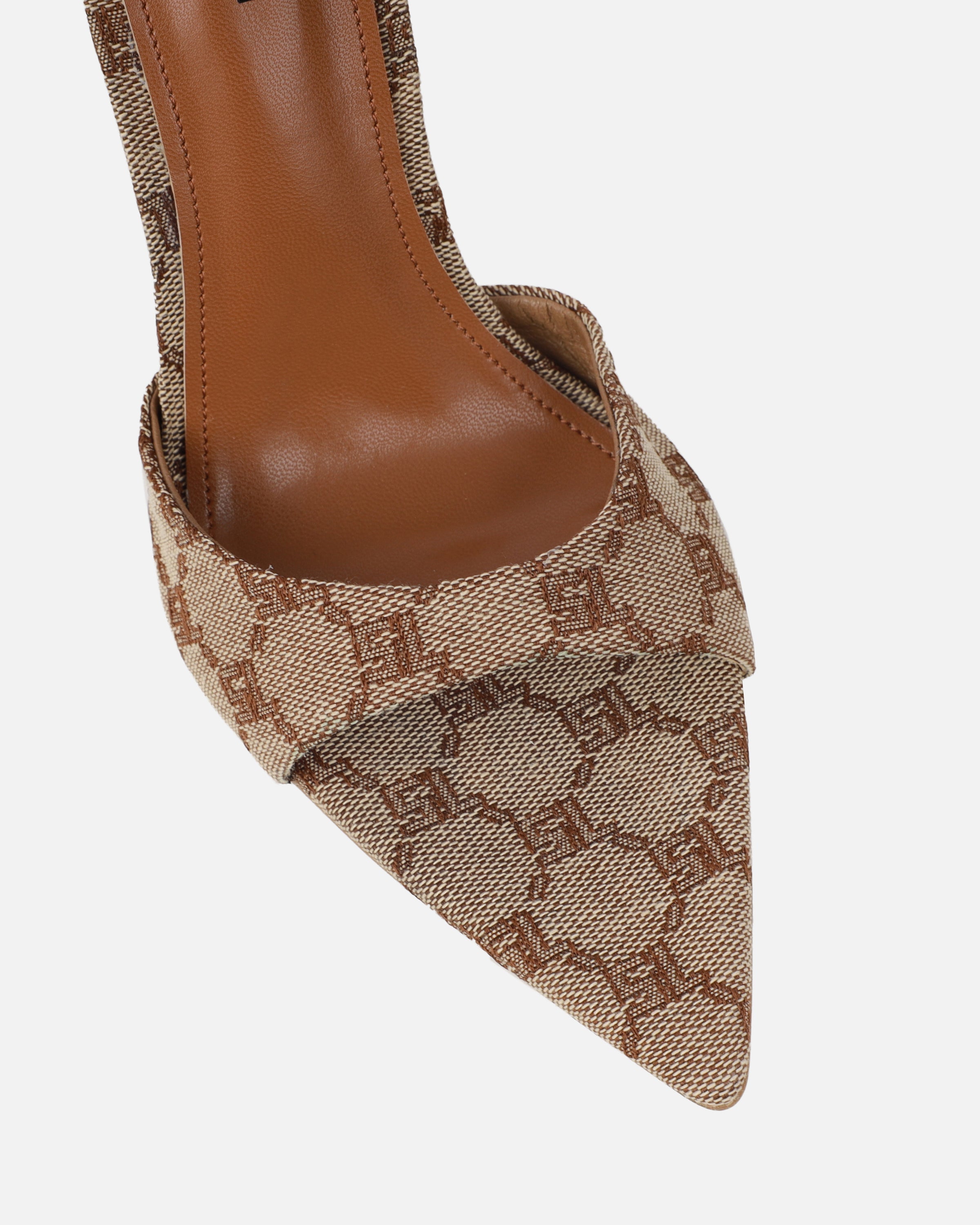 Savanna Brown Monogram Heeled Mules