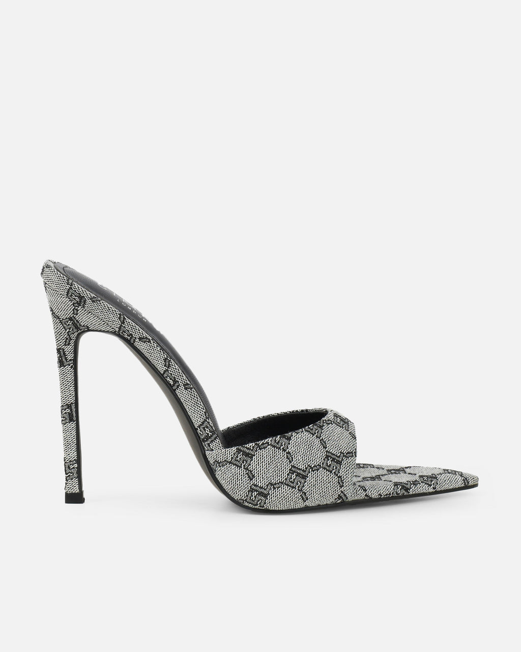 Savanna Grey Monogram Heeled Mules