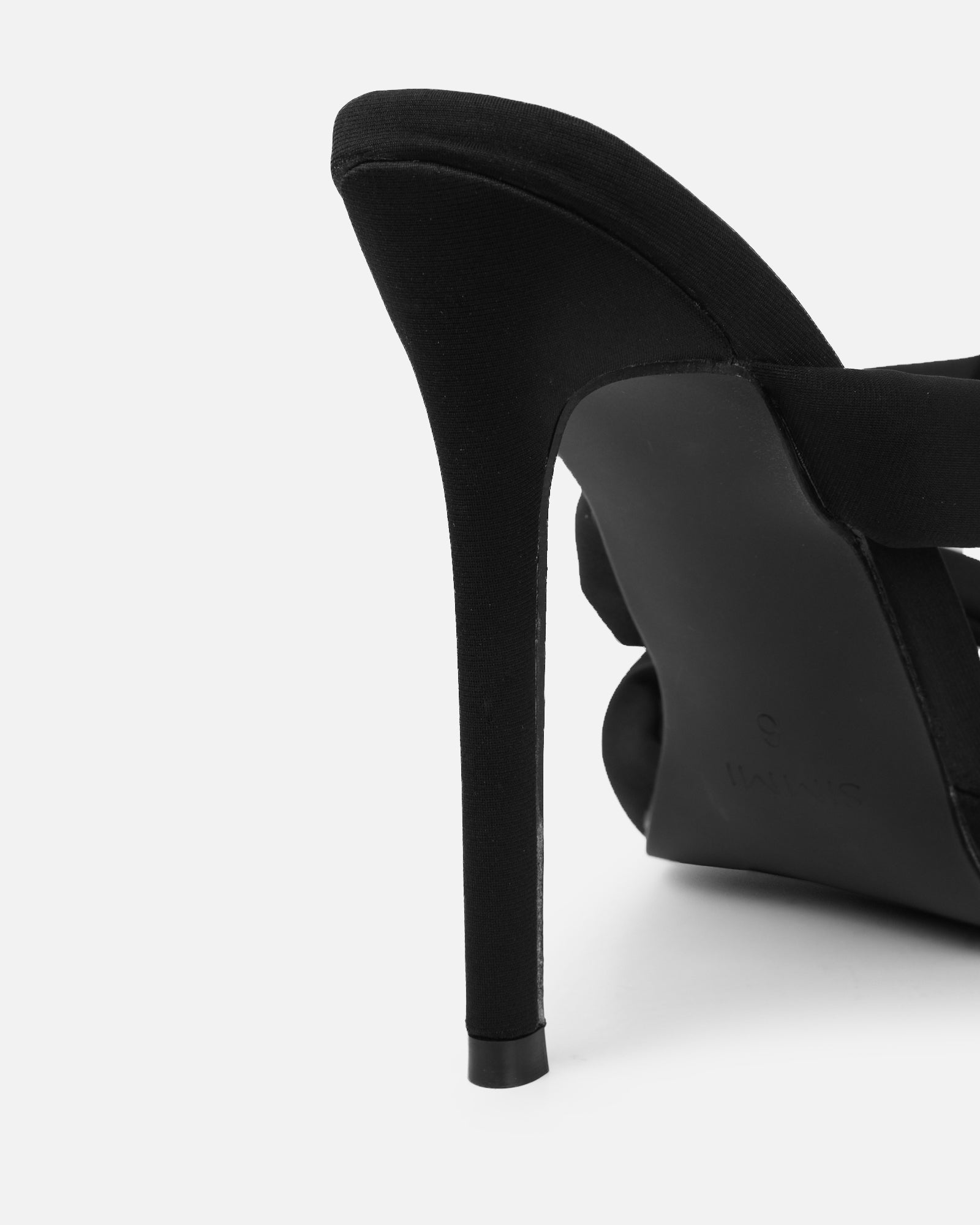 Freyda Black Lycra Pointed Toe Heeled Sandals