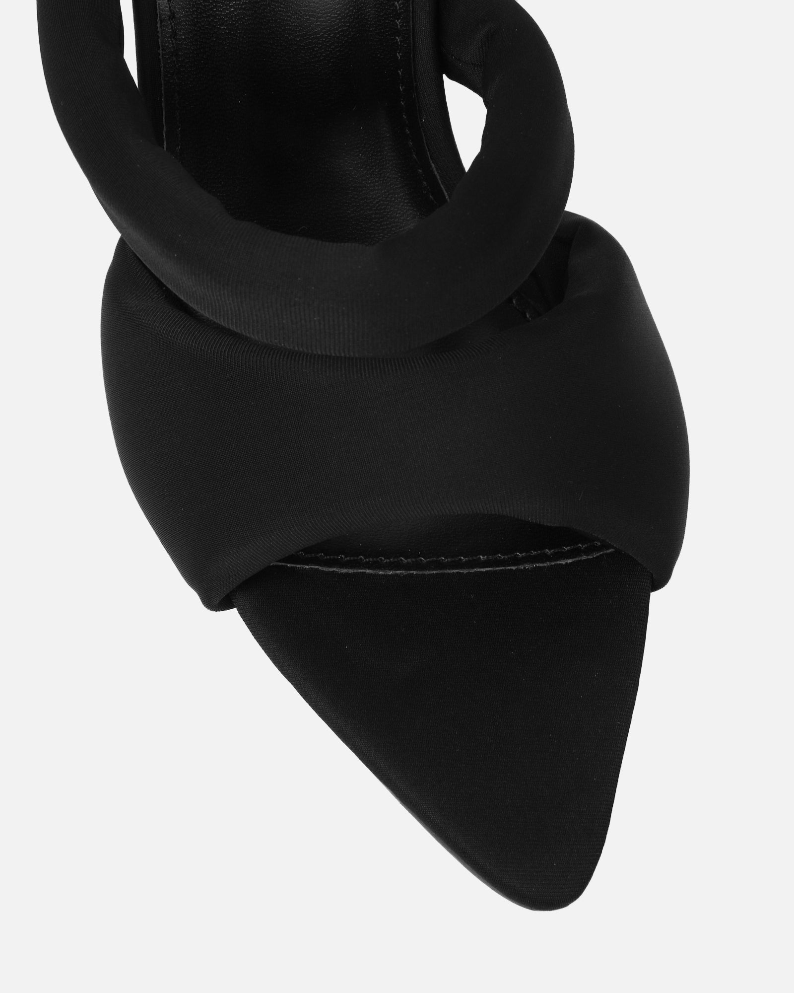 Freyda Black Lycra Pointed Toe Heeled Sandals