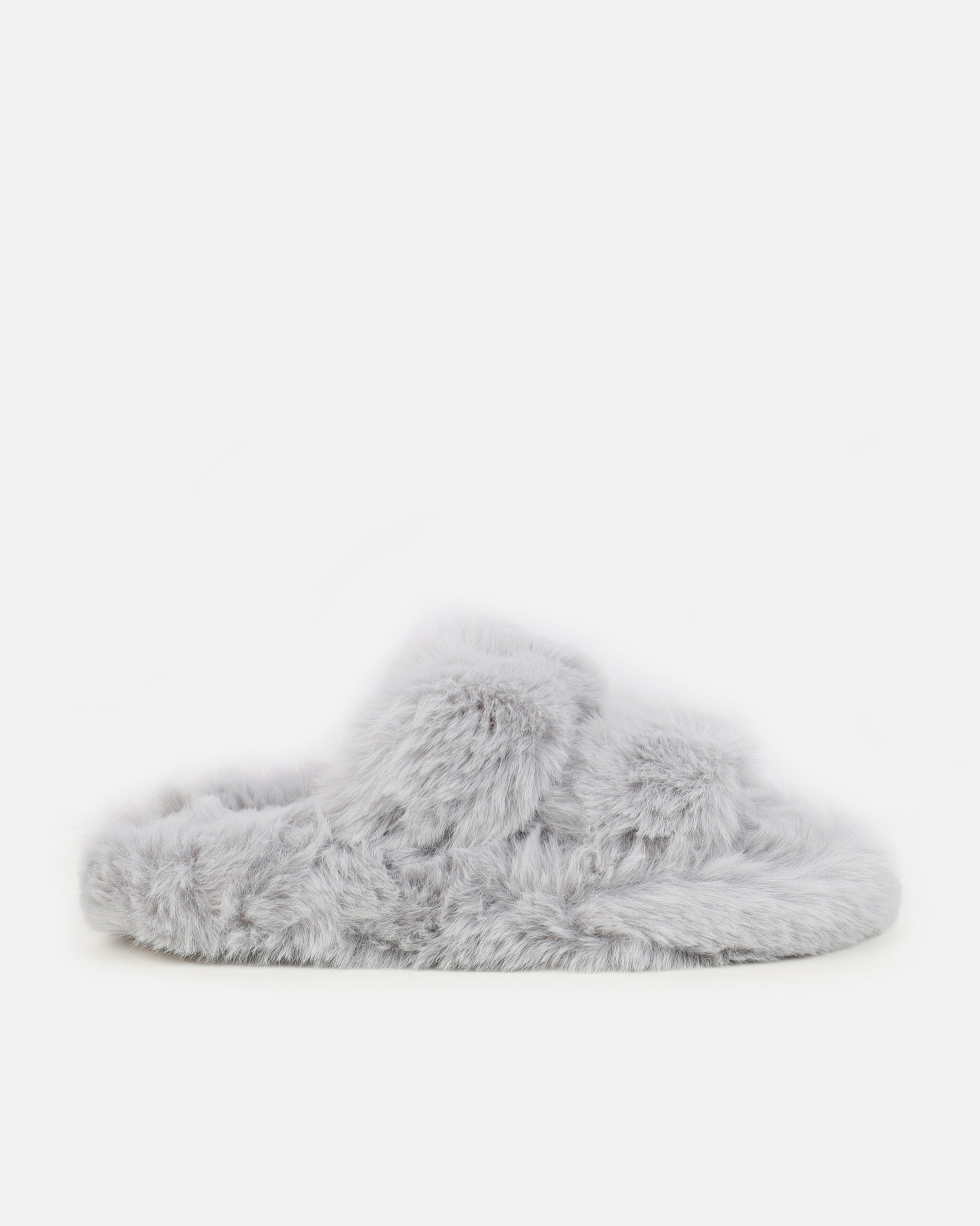 Fuzziest Grey Faux Fur Fluffy Slippers