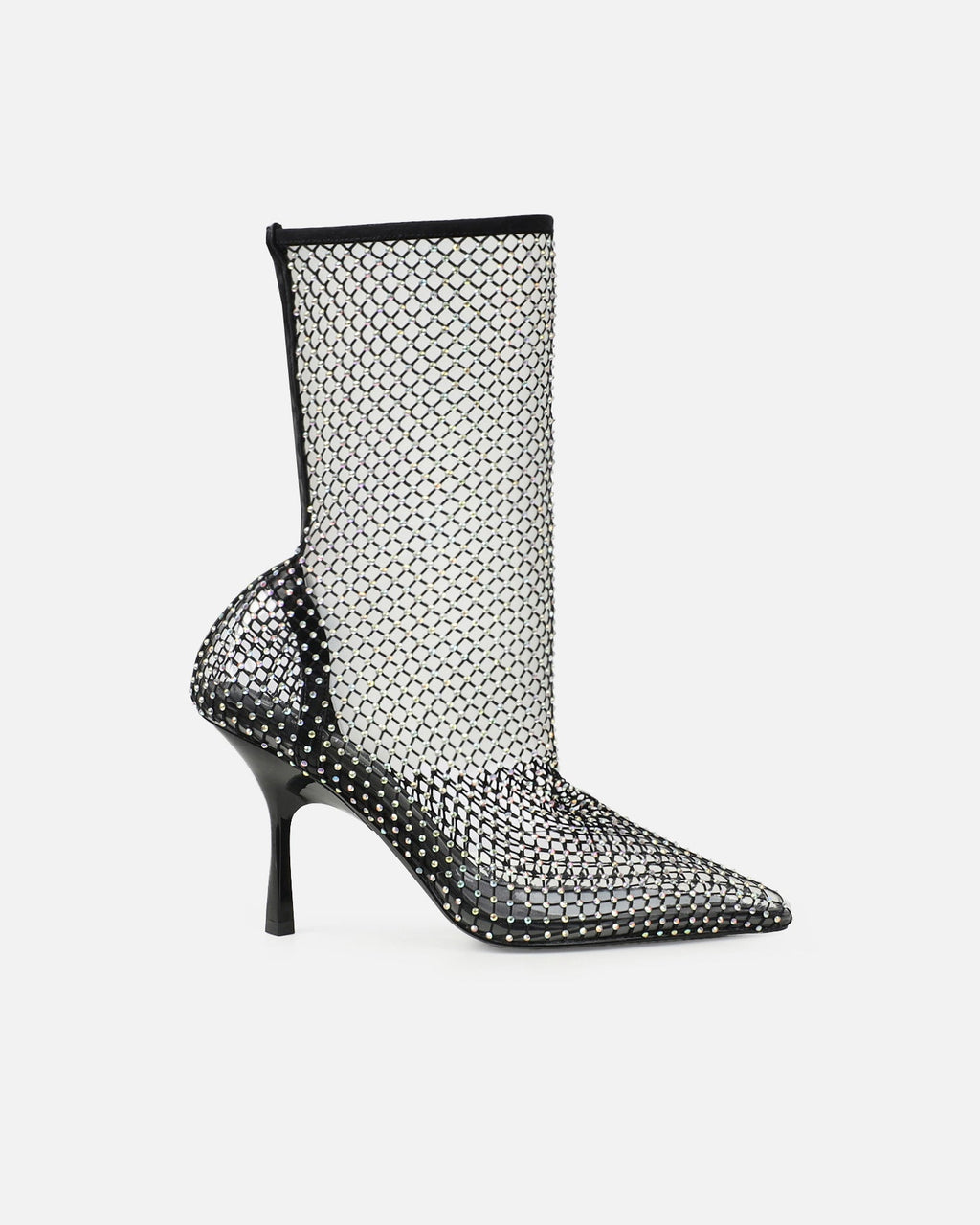 Kathi Black Diamante Fishnet Mid Heels