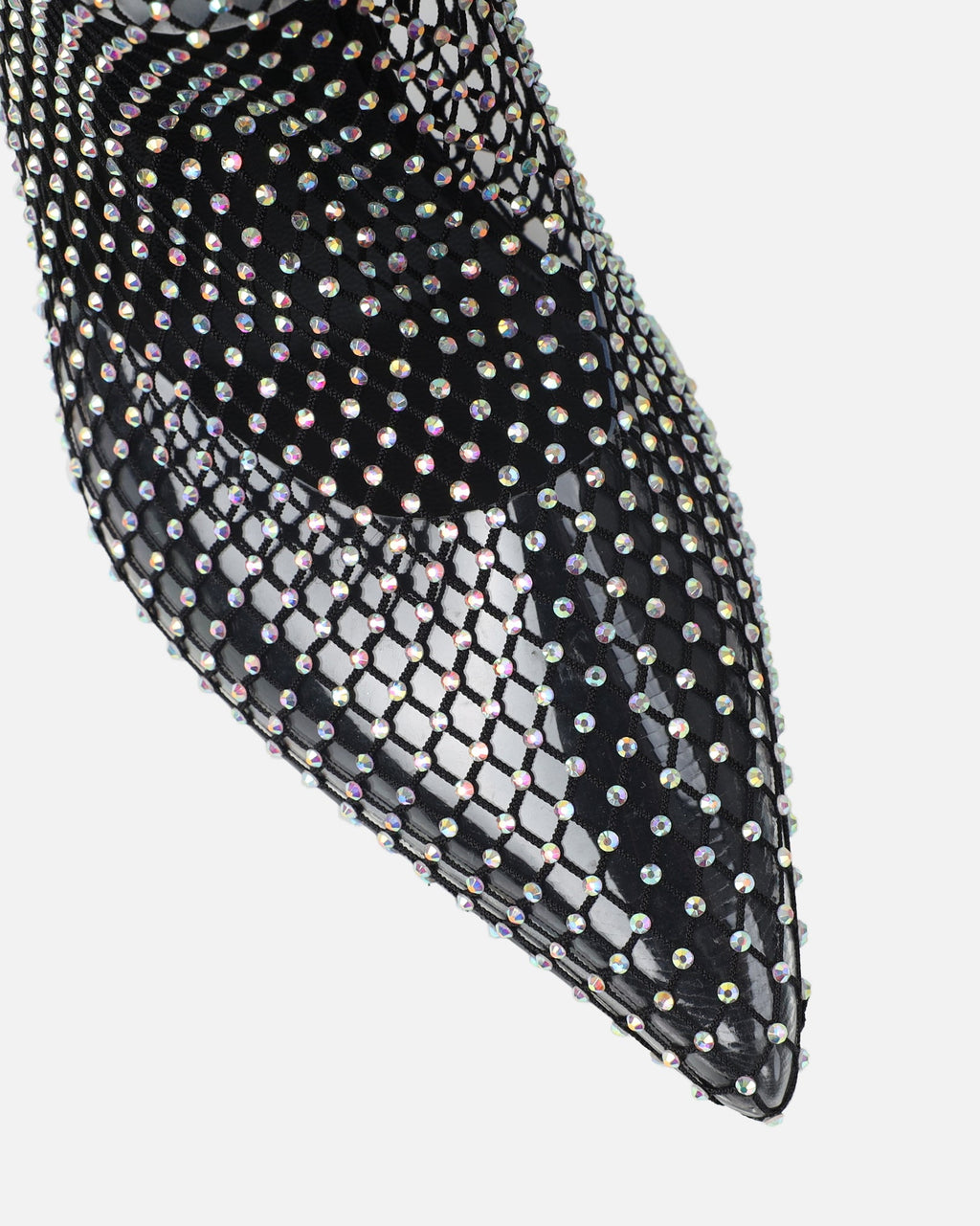 Kathi Black Diamante Fishnet Mid Heels