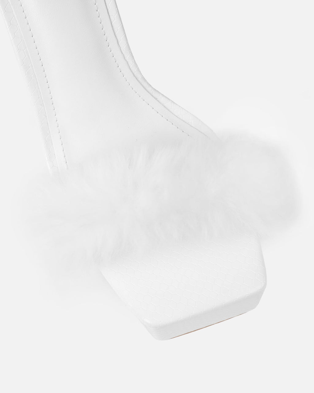 Curly White Snake Faux Fur Platform Sandals
