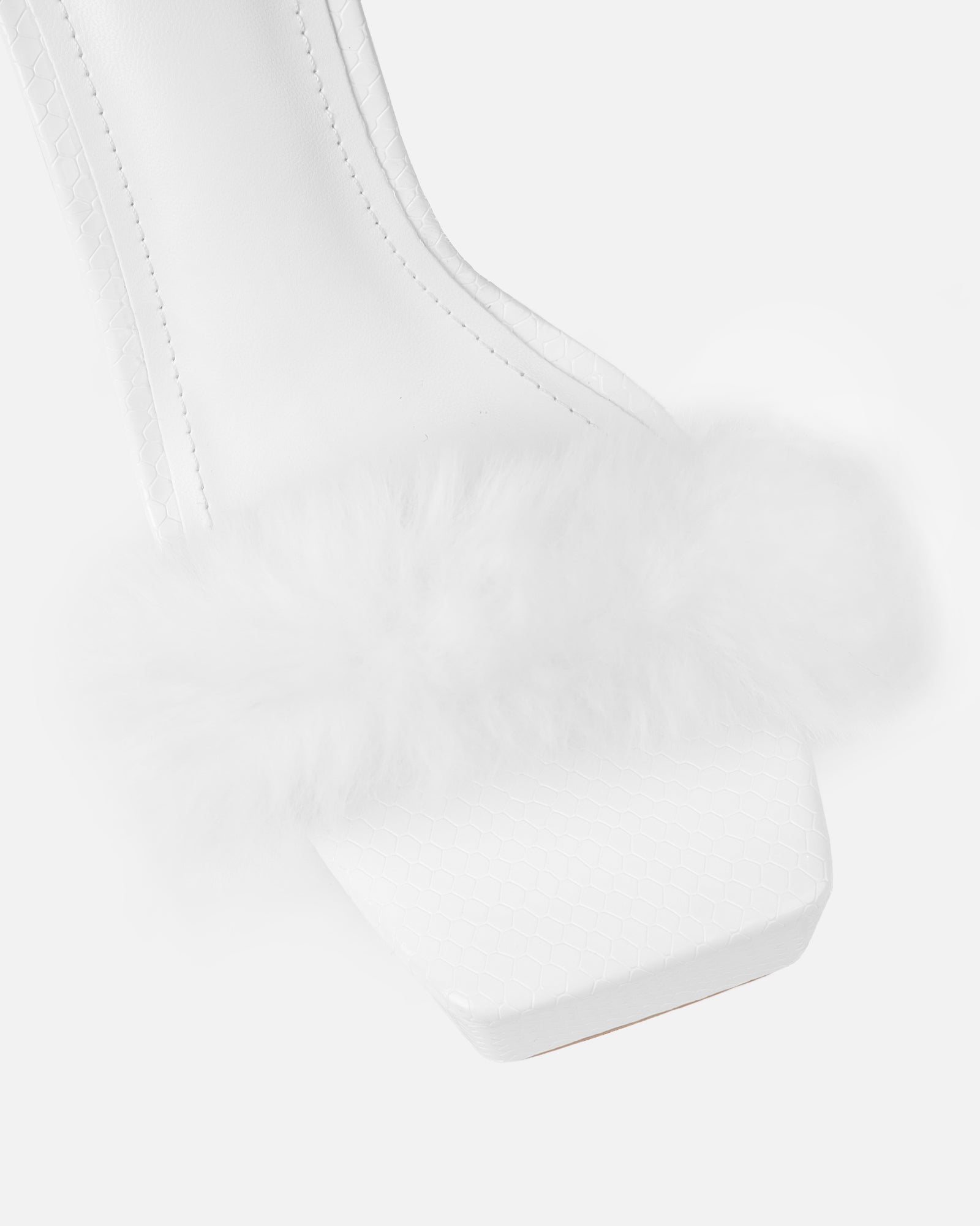 Curly White Snake Faux Fur Platform Sandals