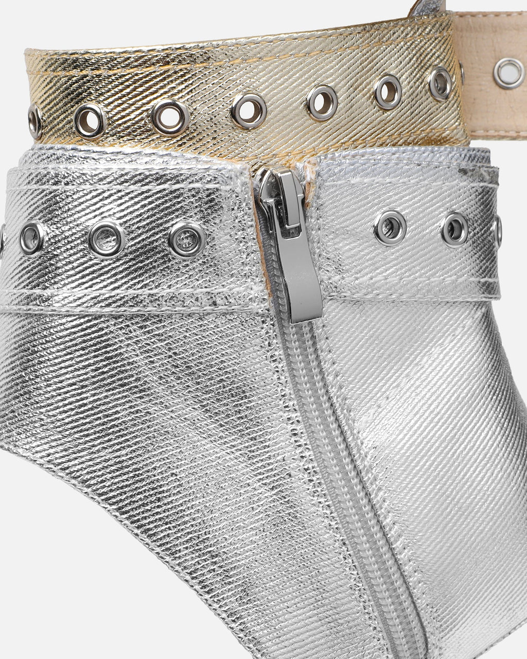 Goldie Silver And Gold Cut Out Buckle Detail Heeled Sandals