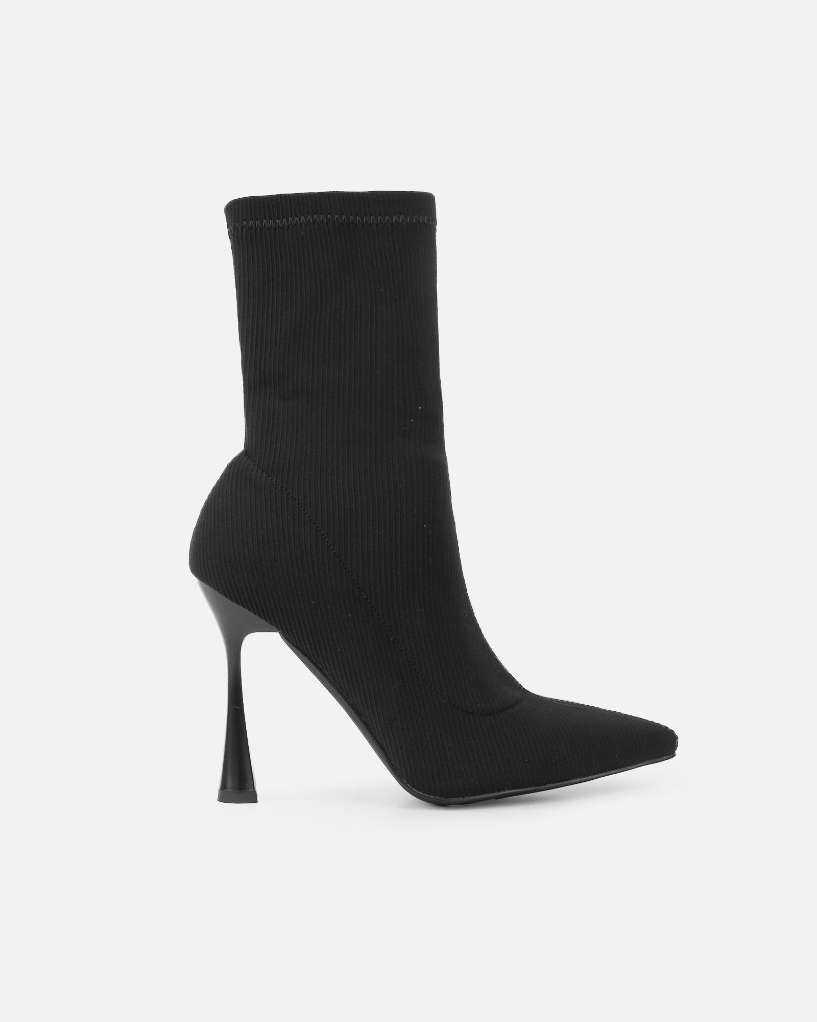 Griffin Black Ribbed Lycra Sock Boots