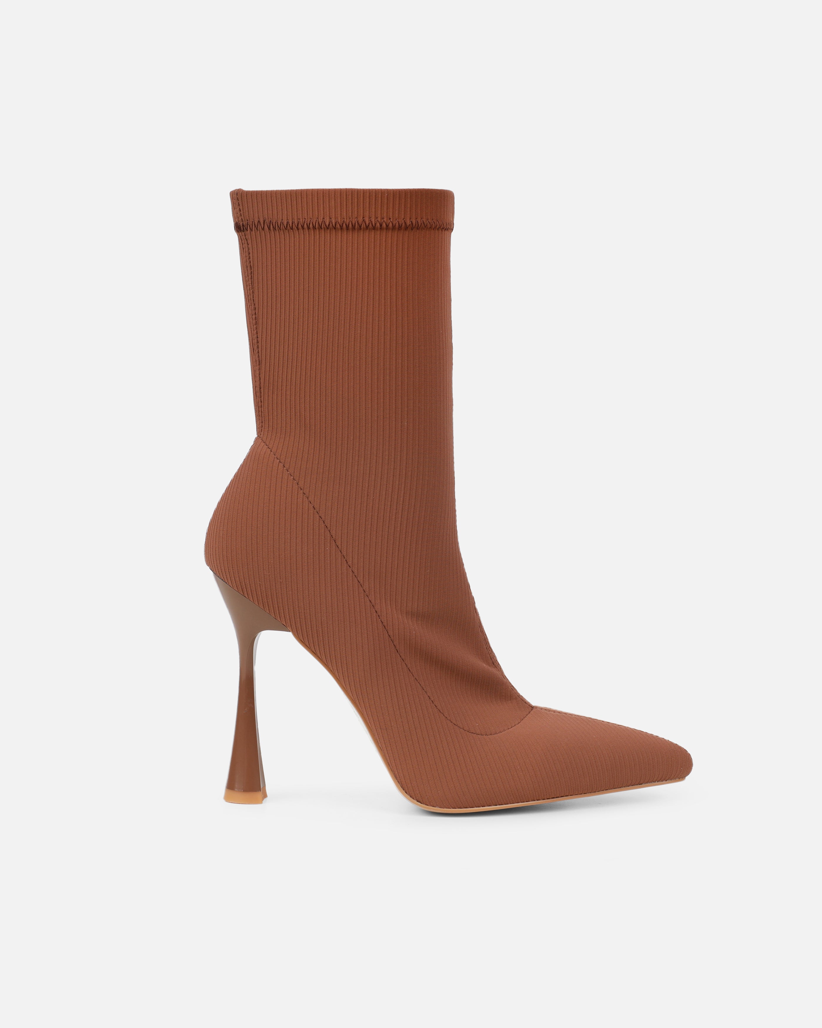 Griffin Mocha Ribbed Lycra Sock Boots