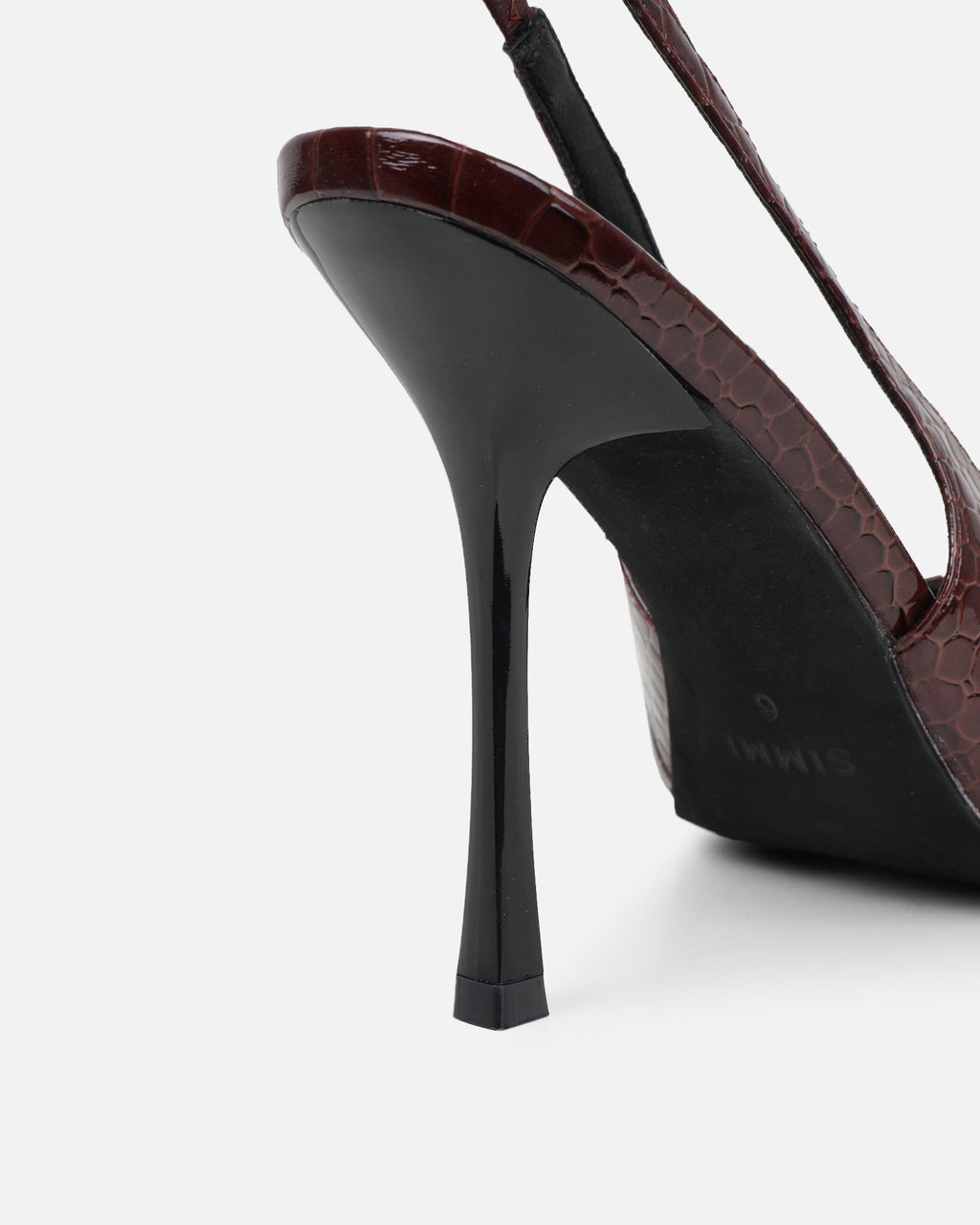 Indira Chocolate Croc Effect Slingback Court Shoes