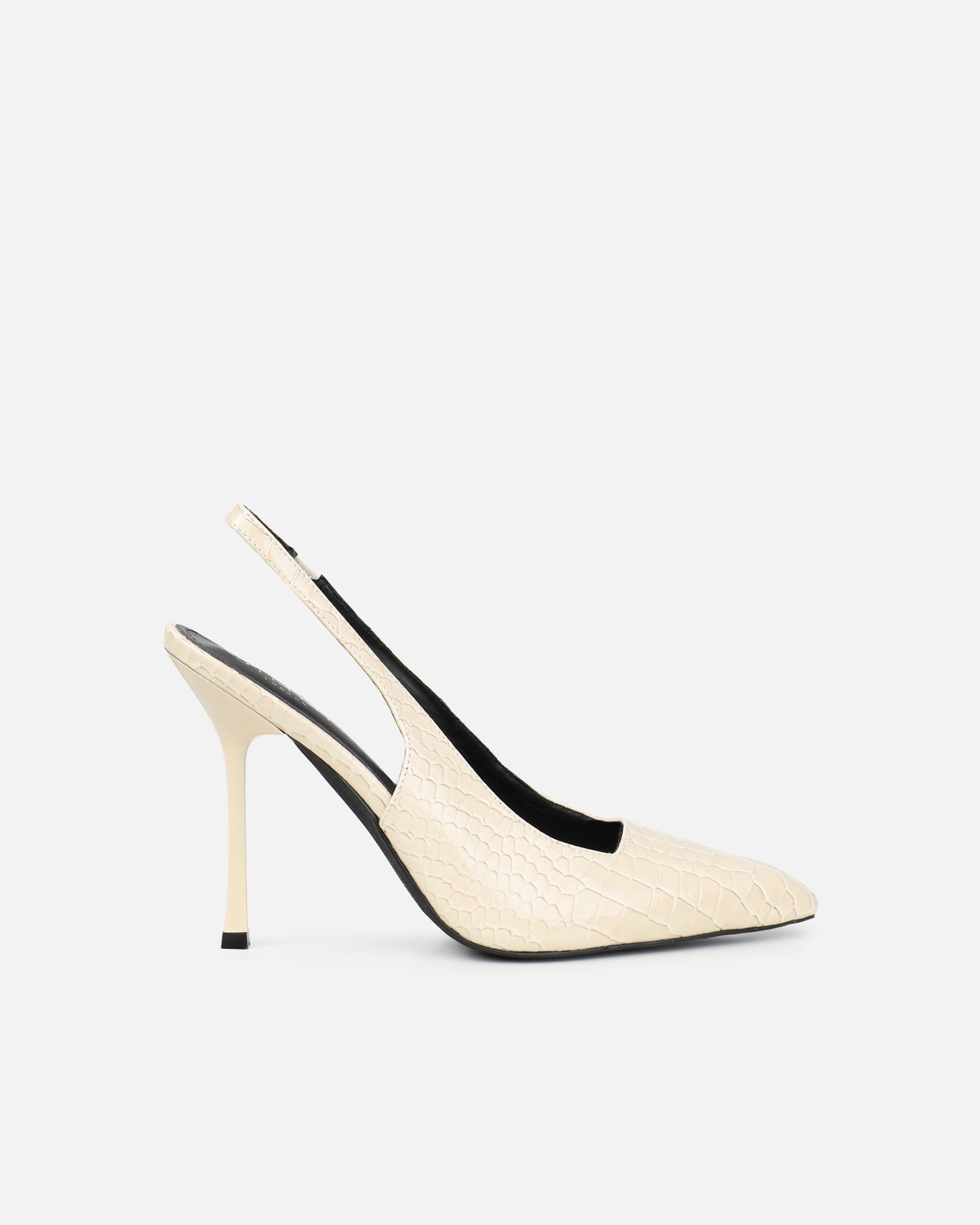 Indira Stone Croc Effect Slingback Court Shoes