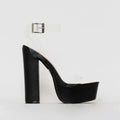 Halo Clear Black Snake Platform Heels