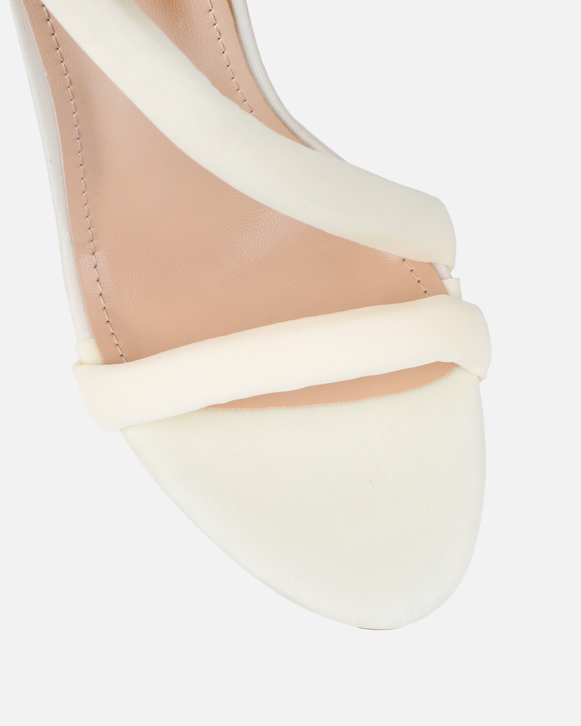 Harli Ecru Lycra Padded Heeled Sandals
