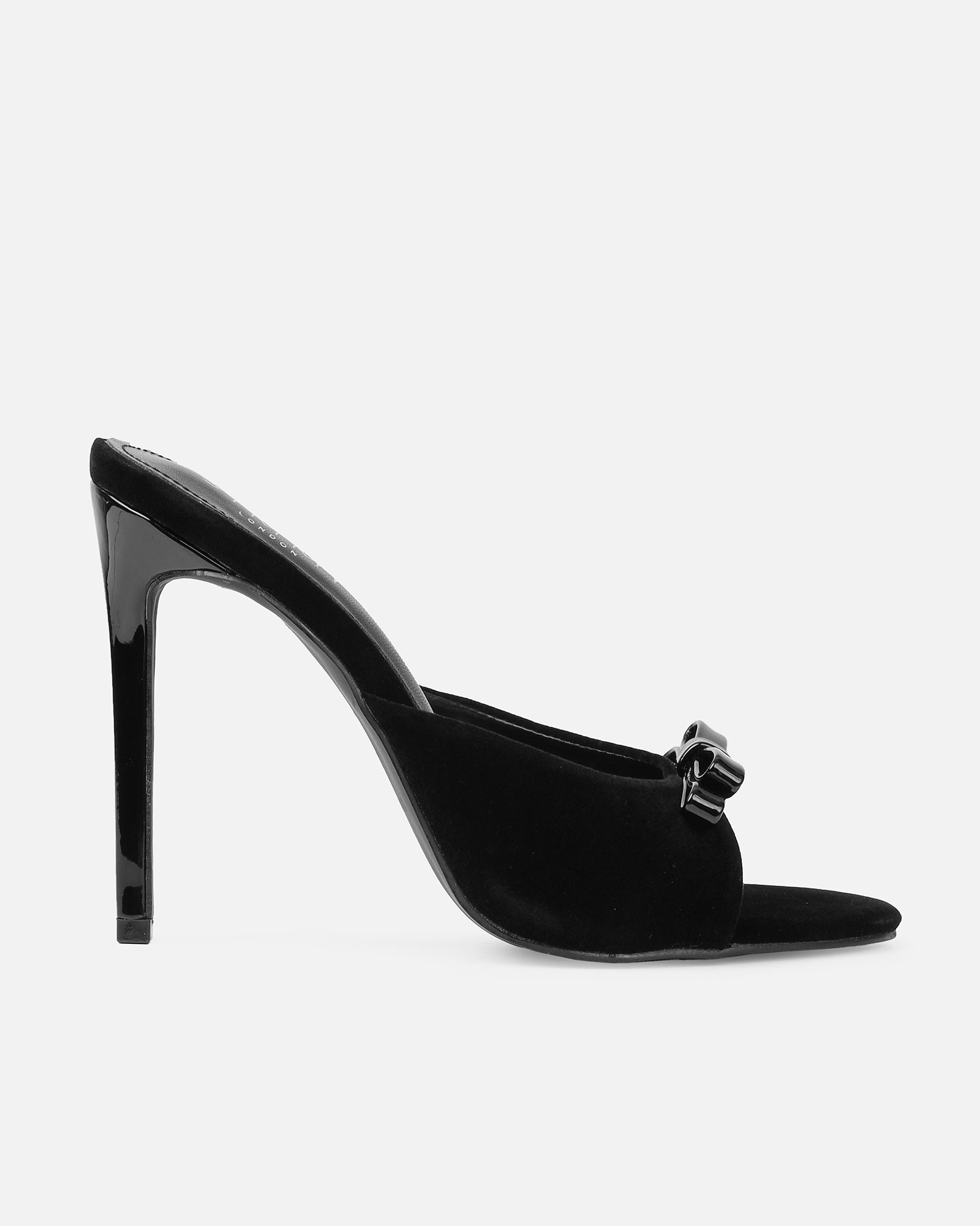Halima Black Suede Bow Detail Heeled Mules