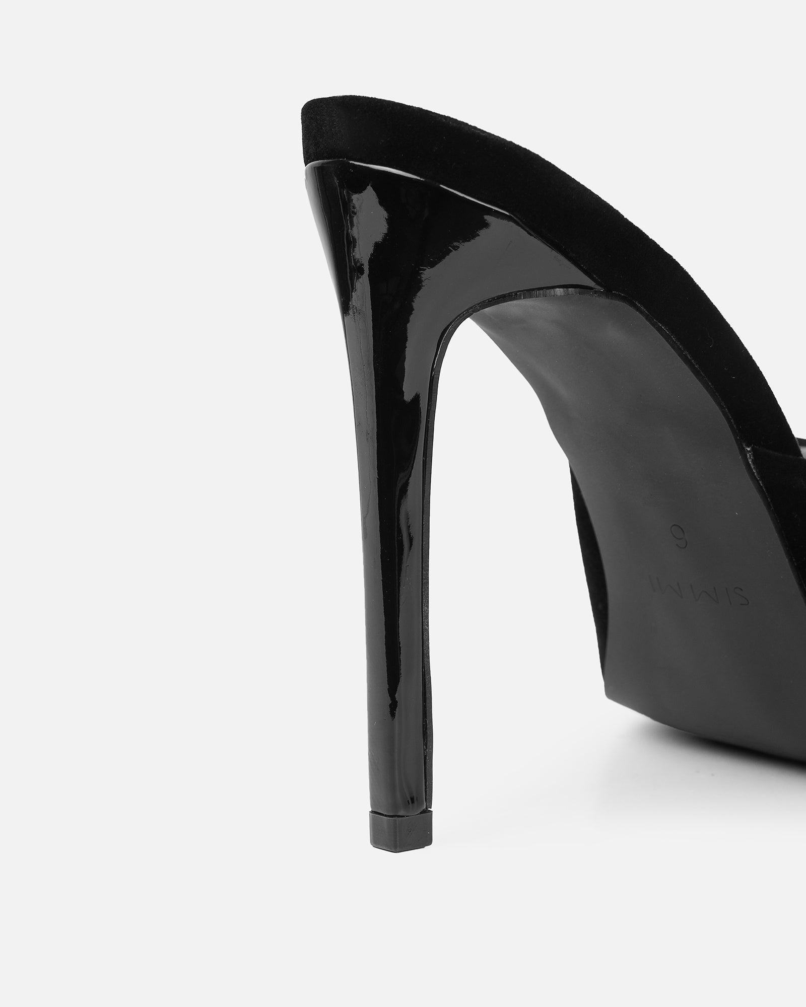 Halima Black Suede Bow Detail Heeled Mules