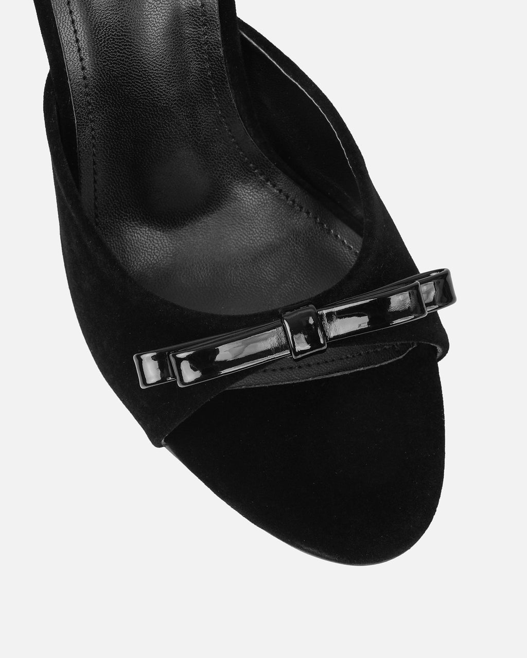 Halima Black Suede Bow Detail Heeled Mules