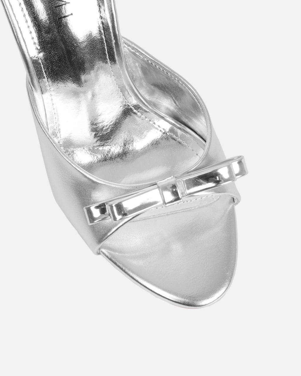 Halima Silver Metallic Bow Detailed Heeled Mules
