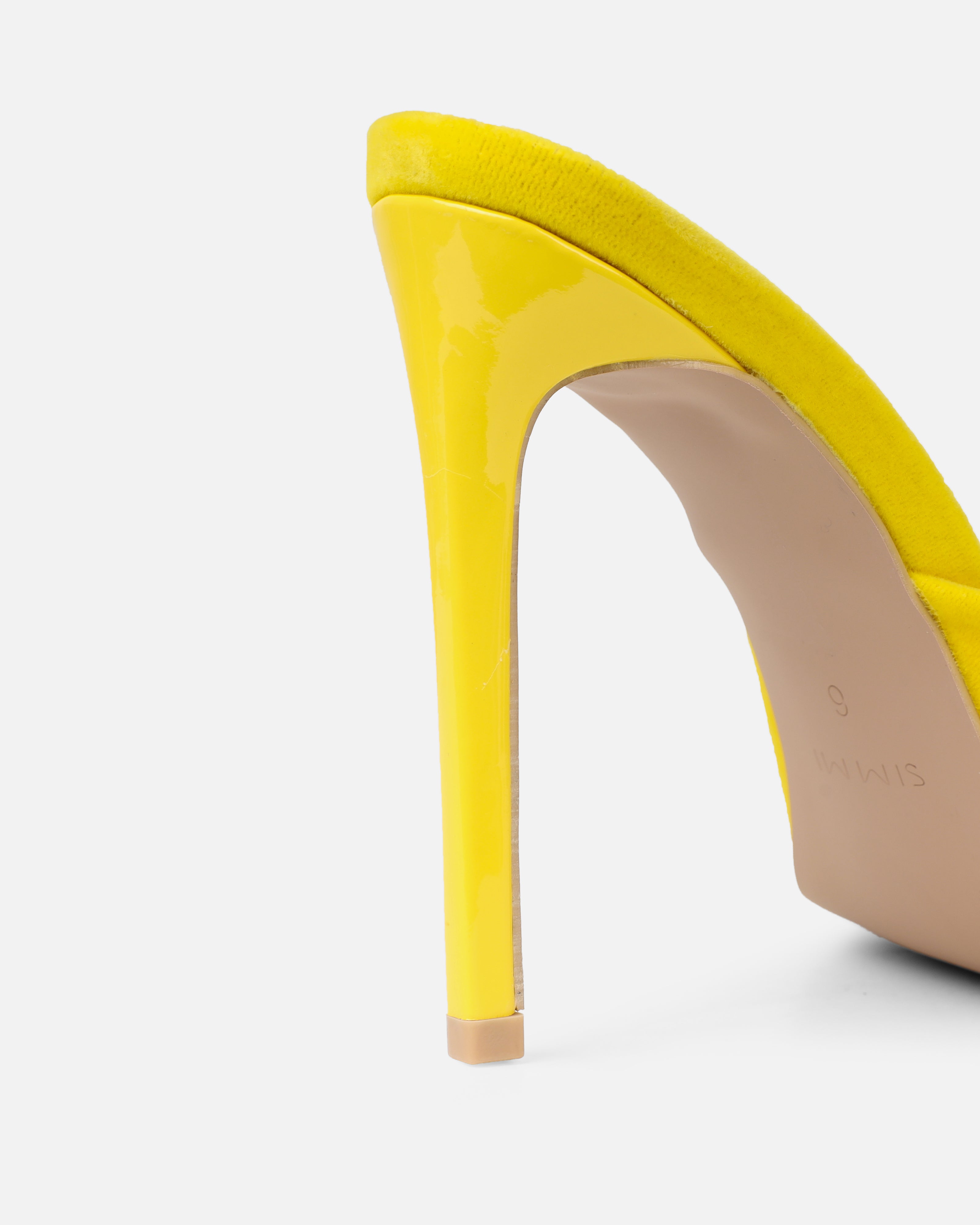 Halima Yellow Suede Bow Detail Heeled Mules