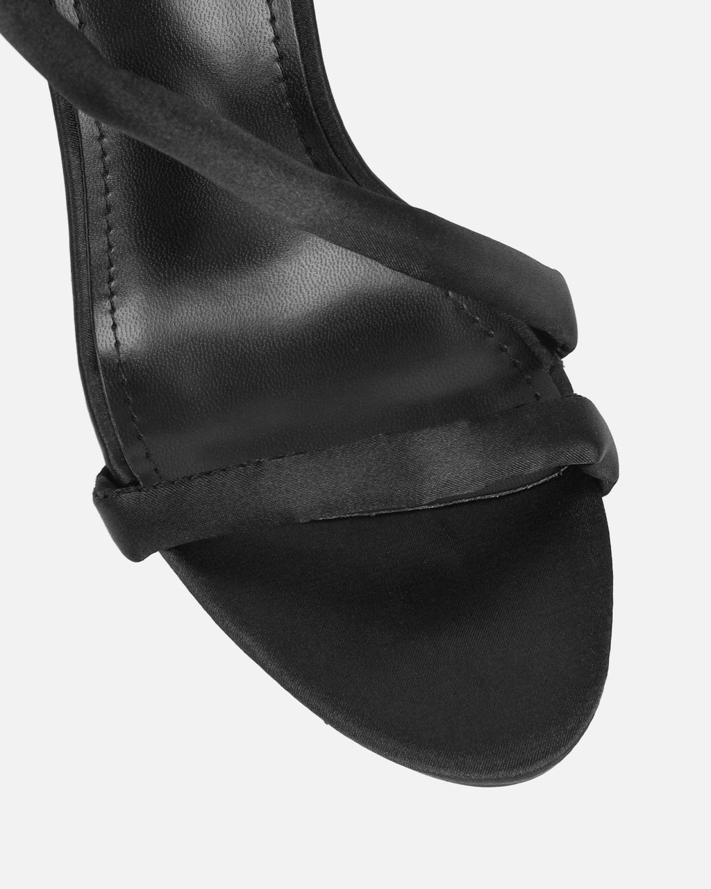 Harlyn Black Satin Padded Heeled Sandals