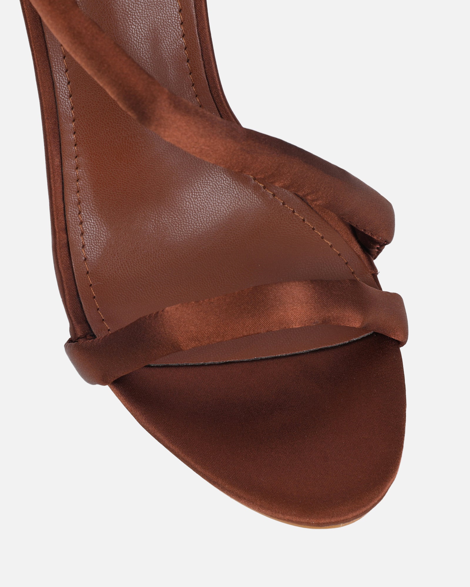 Harlyn Chocolate Brown Satin Padded Heeled Sandals