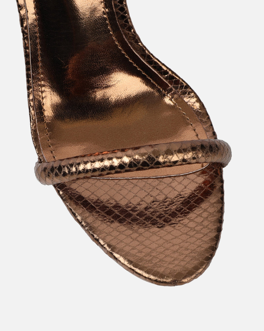 Harika Bronze Snake Chain Detail Heeled Sandals
