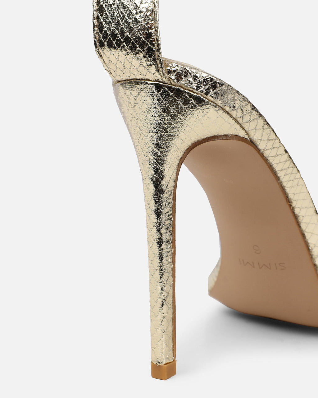 Harika Gold Snake Chain Detail Heeled Sandals