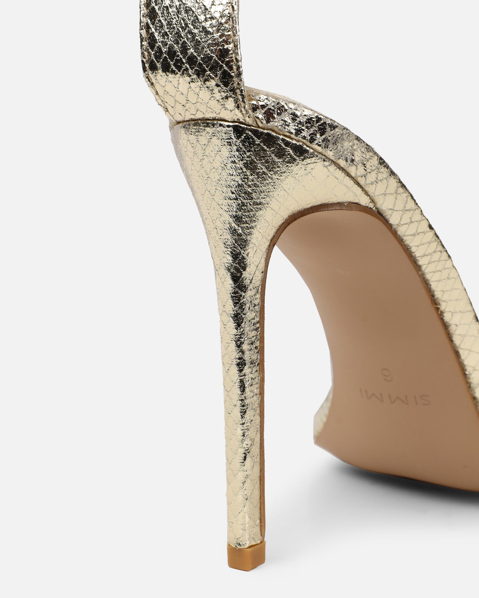 Harika Gold Snake Chain Detail Heeled Sandals