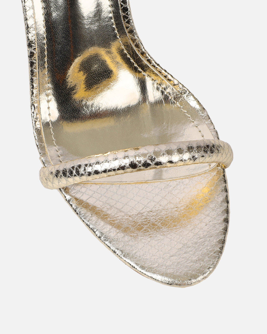 Harika Gold Snake Chain Detail Heeled Sandals