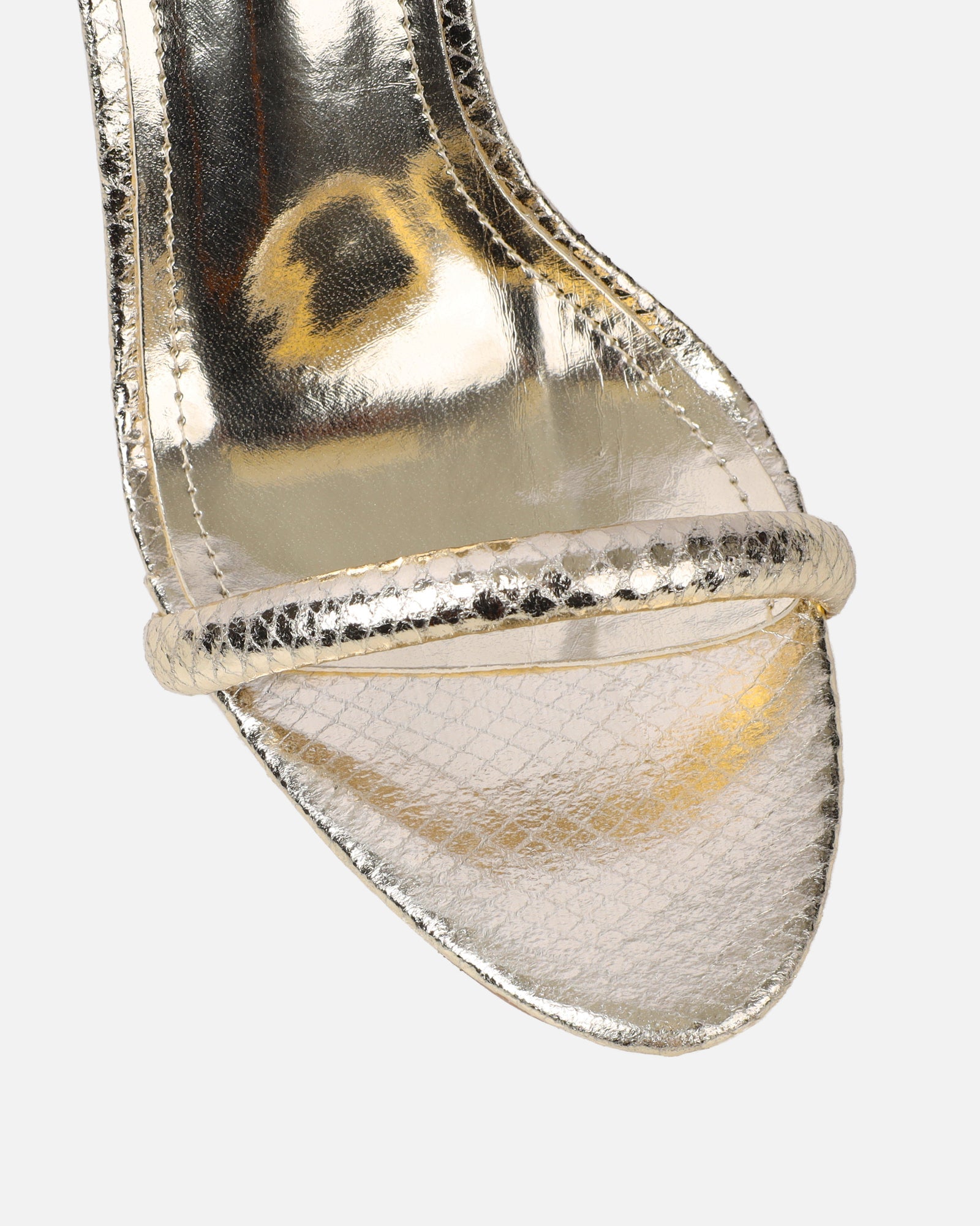 Harika Gold Snake Chain Detail Heeled Sandals