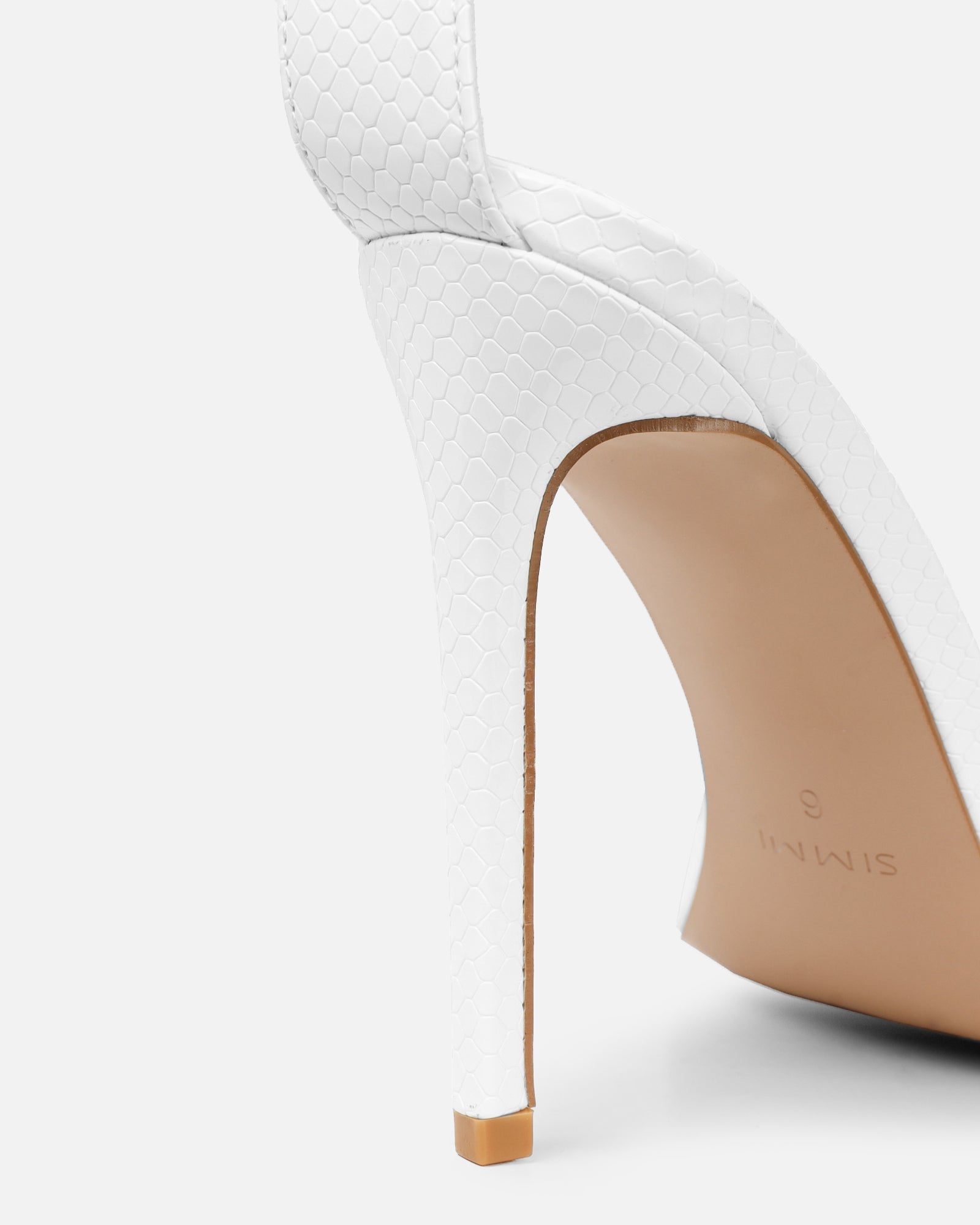 Harika White Snake Chain Detail Heeled Sandals