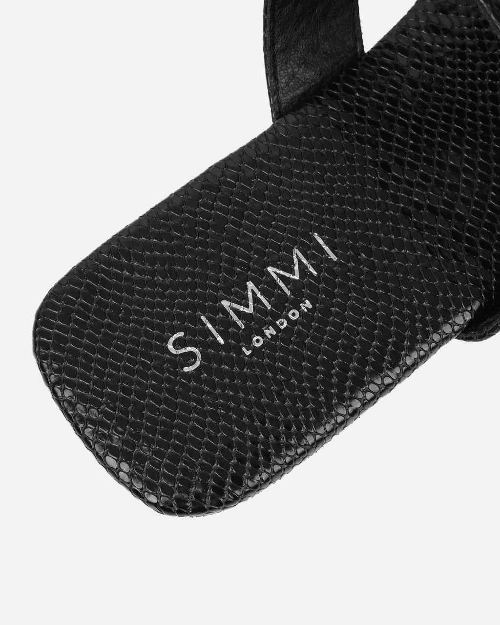 Harlowe Black Snake Buckle Detail Flat Sandals