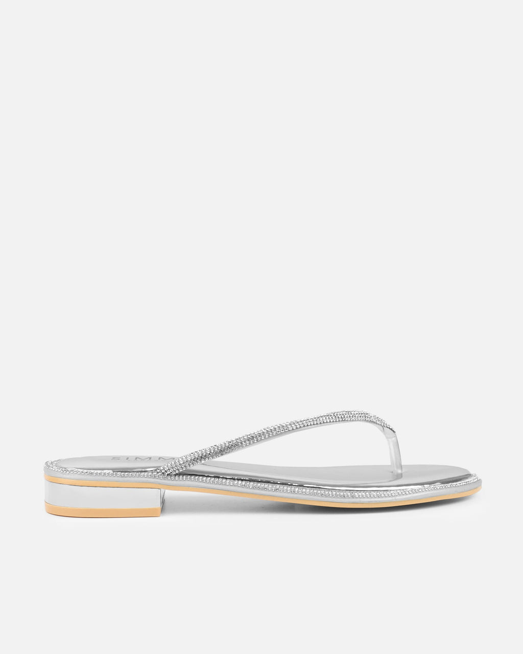 Havanah Silver Mirror Diamante Flip Flop Sandals