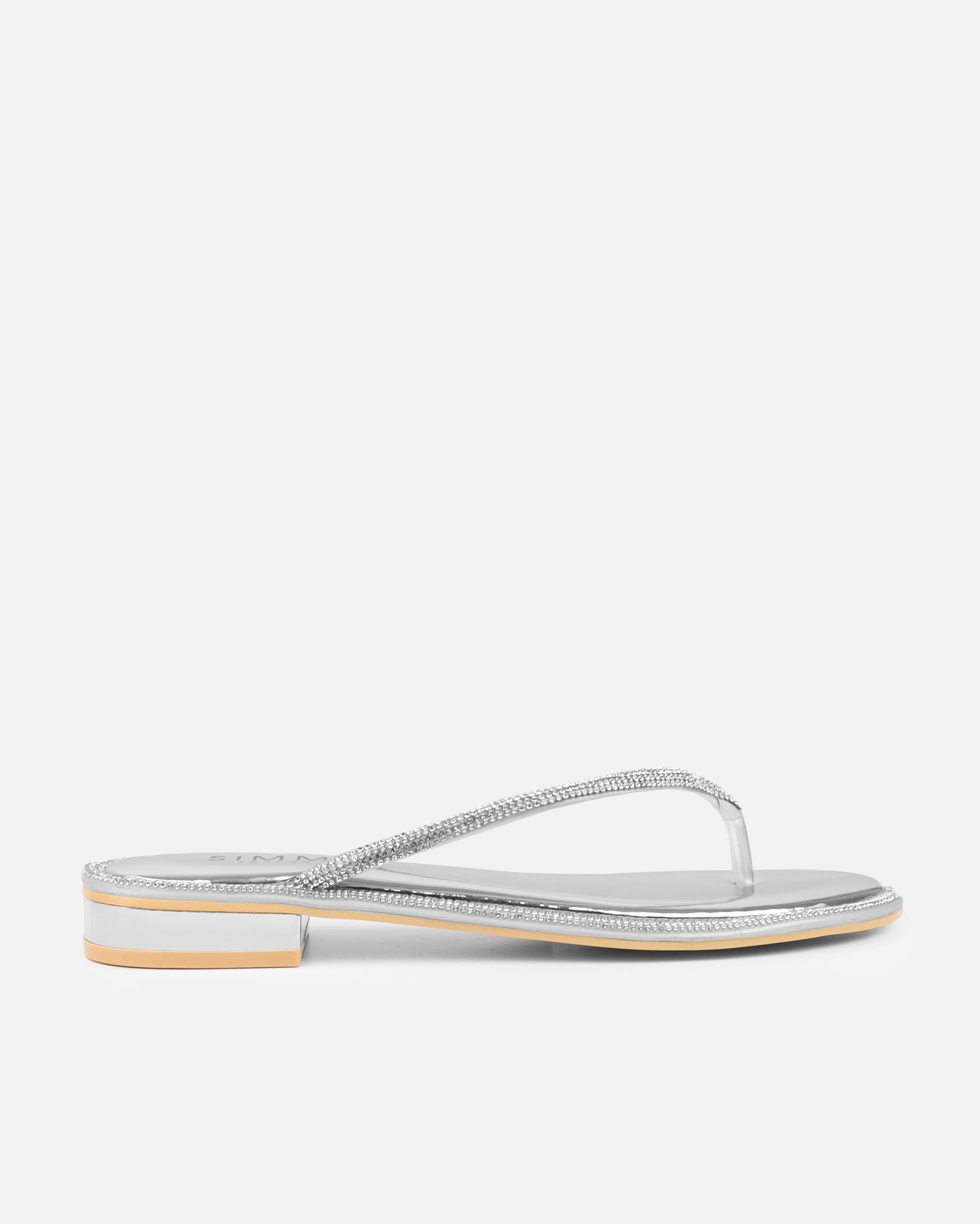 Havanah Silver Mirror Diamante Flip Flop Sandals