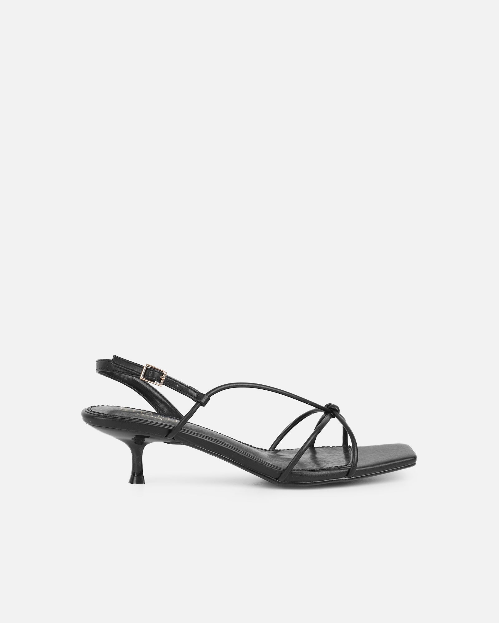 Hanah Black Strappy Kitten Heels
