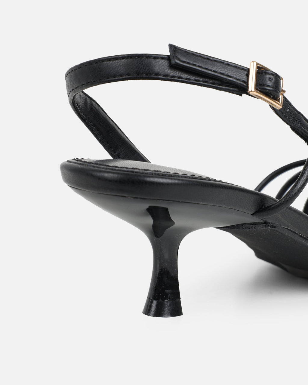 Hanah Black Strappy Kitten Heels