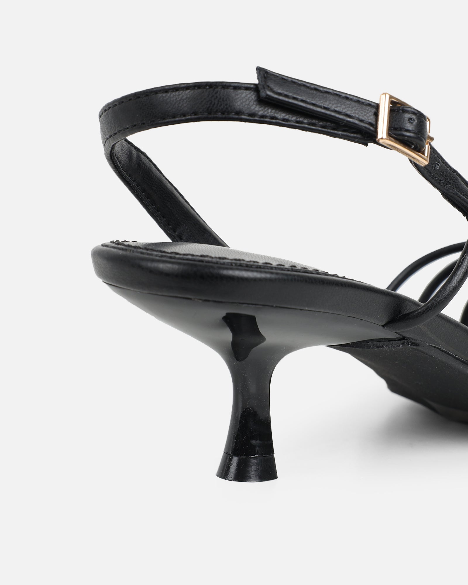 Hanah Black Strappy Kitten Heels