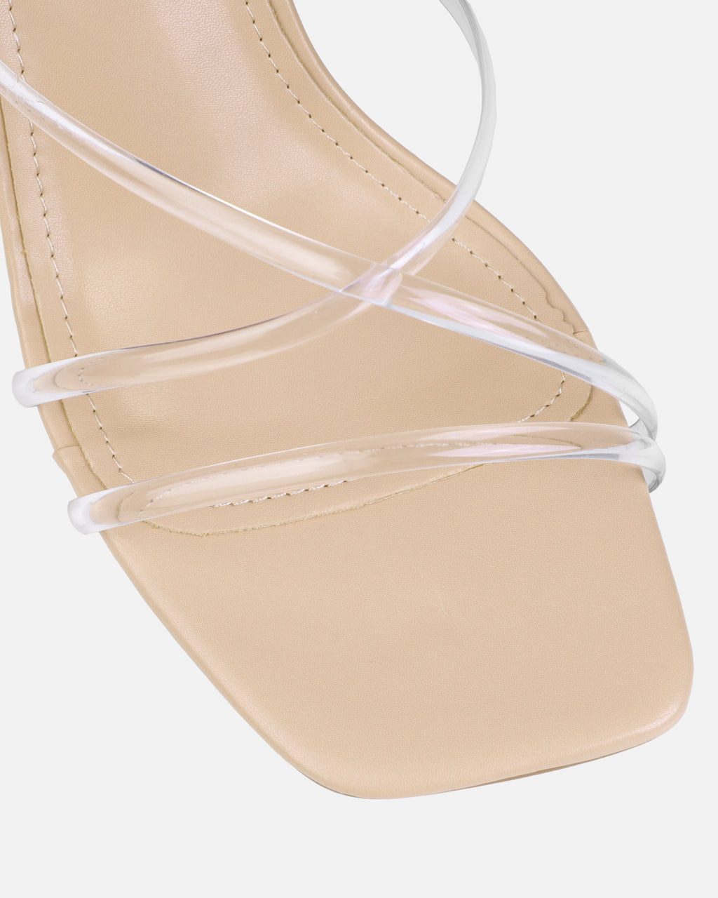 Honie Clear Nude Mid Heel Mules