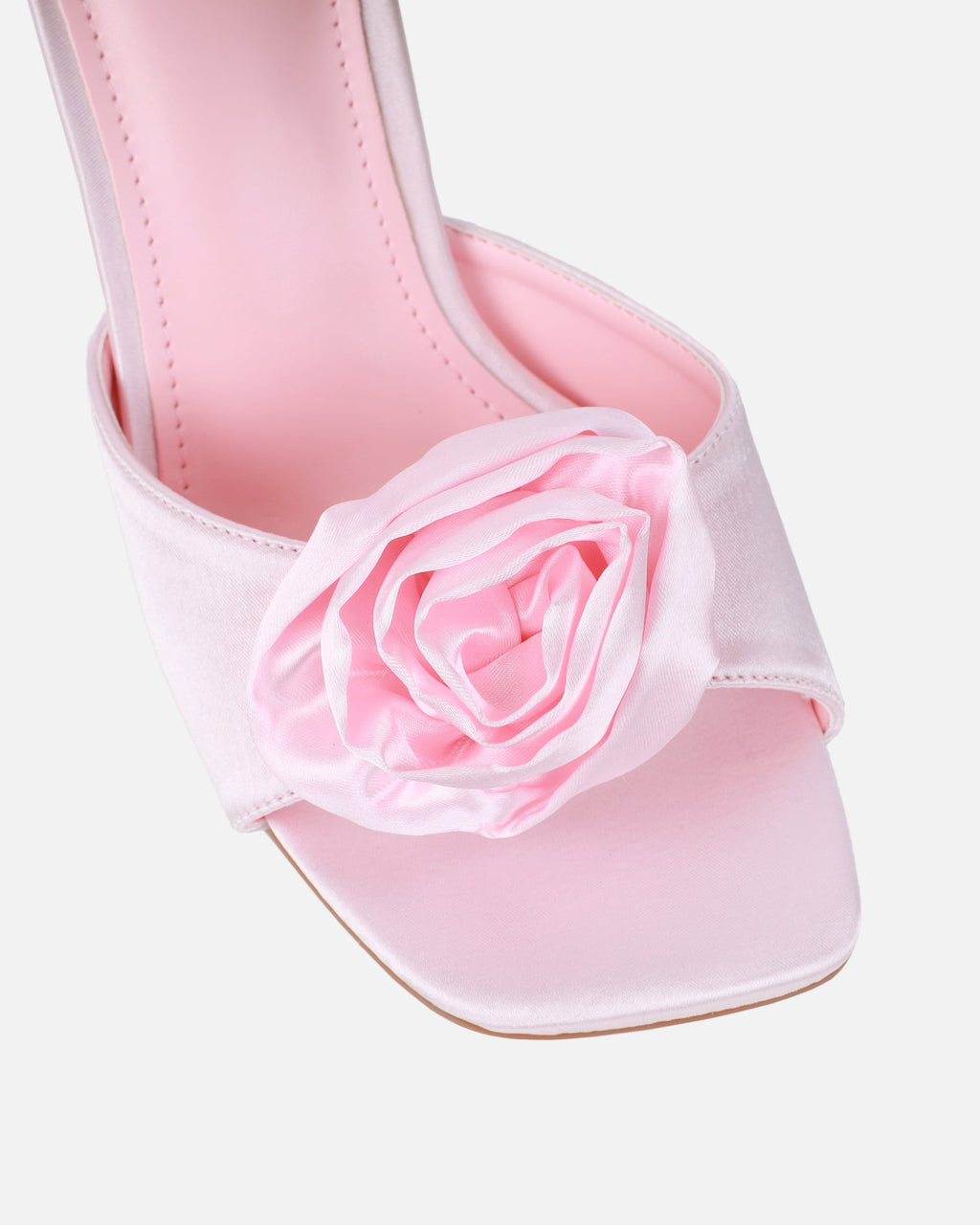 Emberley Baby Pink Satin Flower Heeled Sandals