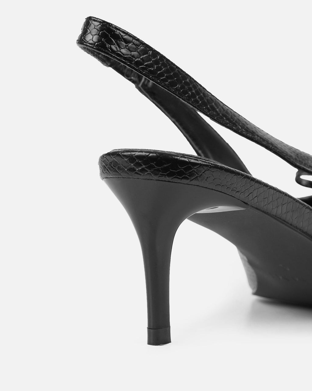 Huxx Black Faux Snake Effect Lace Up Low Court Shoes
