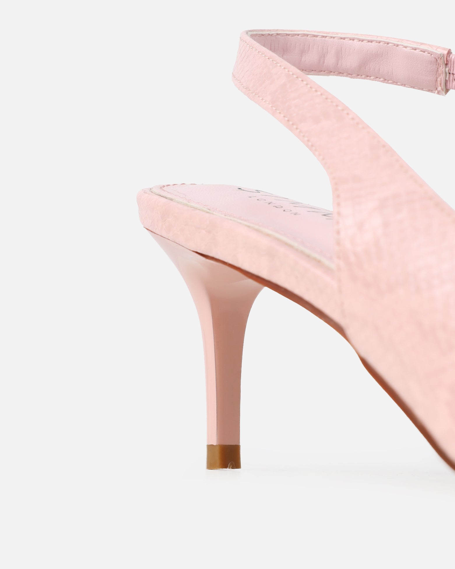 Huxx Pink Faux Snake Lace Detail Low Court Shoes