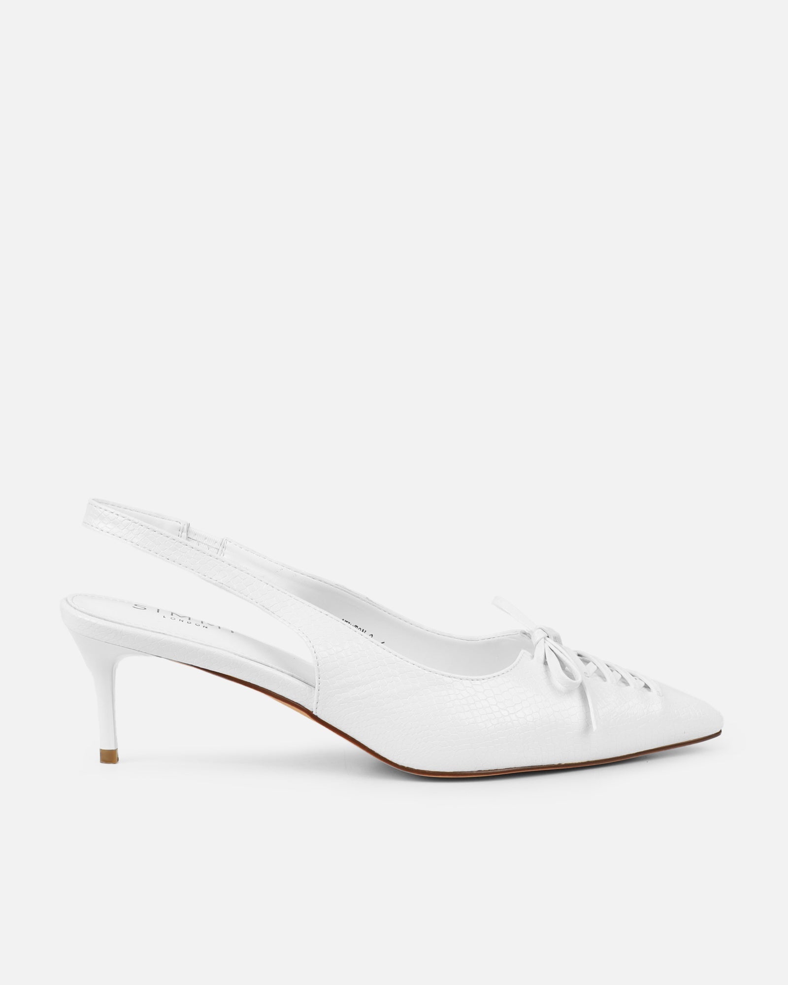 Huxx White Faux Snake Effect Lace Up Low Court Shoes