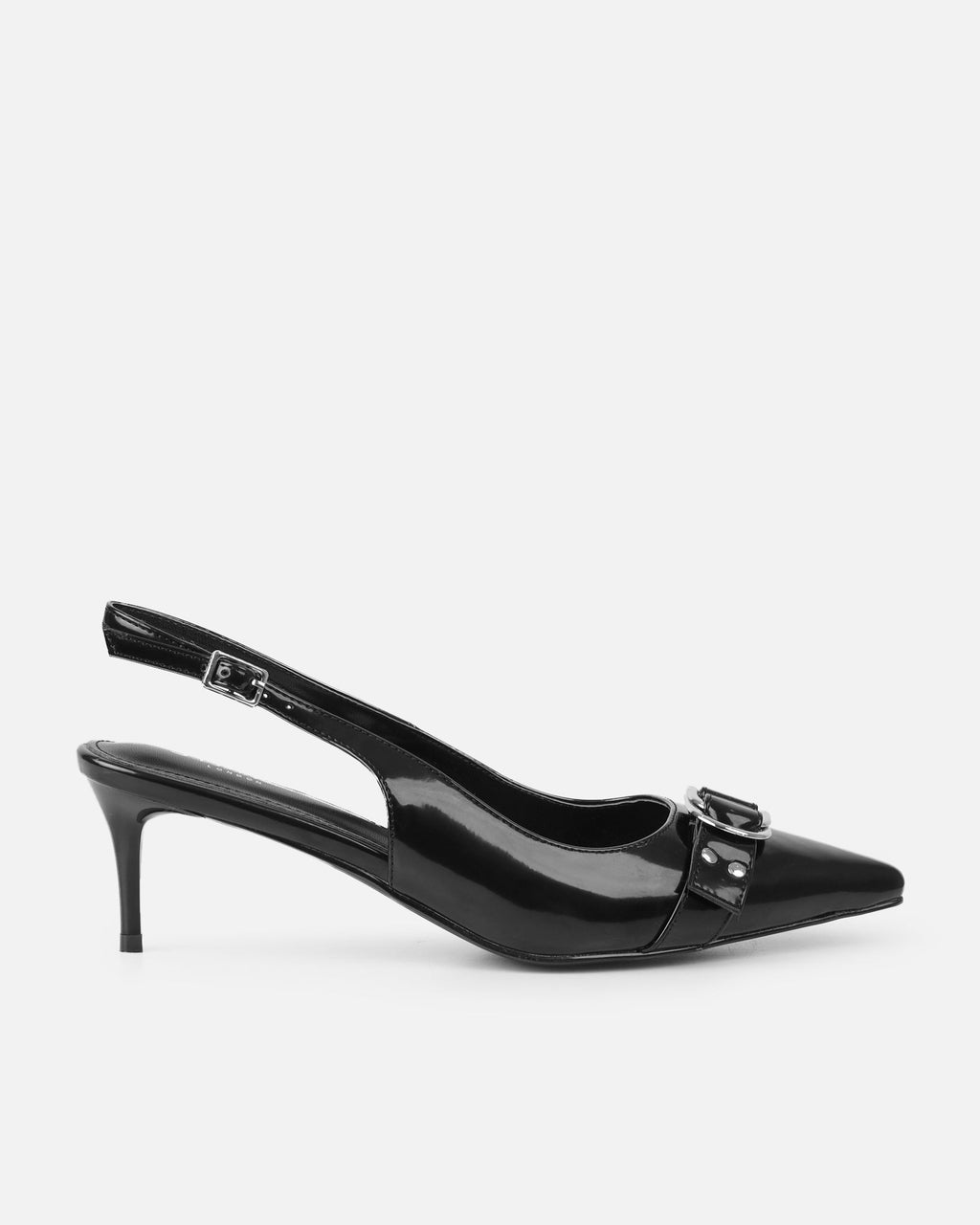 Garnet Black Low Court Shoes