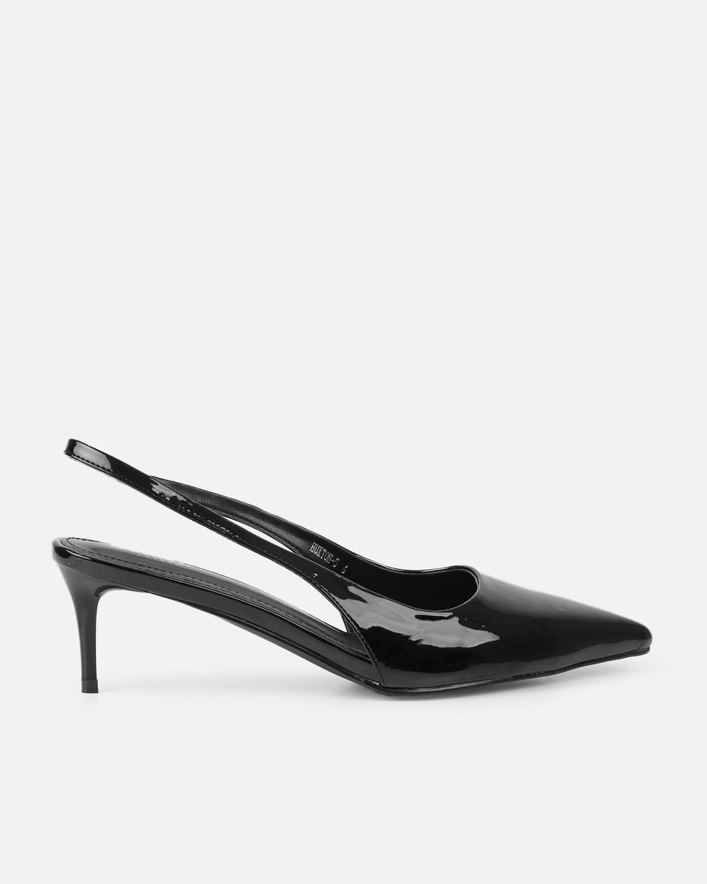 Cecily Black Patent Low Sling Back Court Shoes