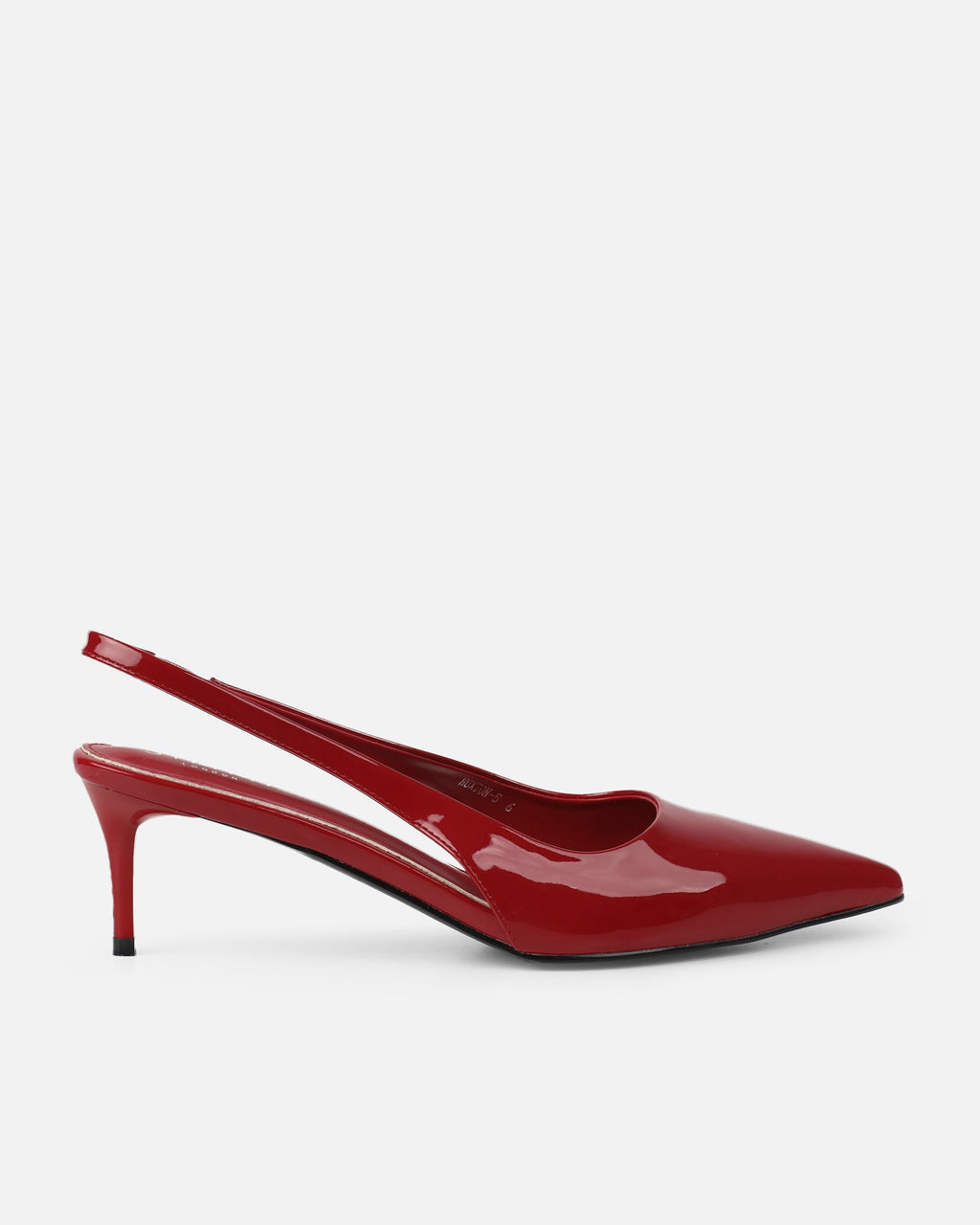 Cecily Dark Red Patent Low Sling Back Court Shoes