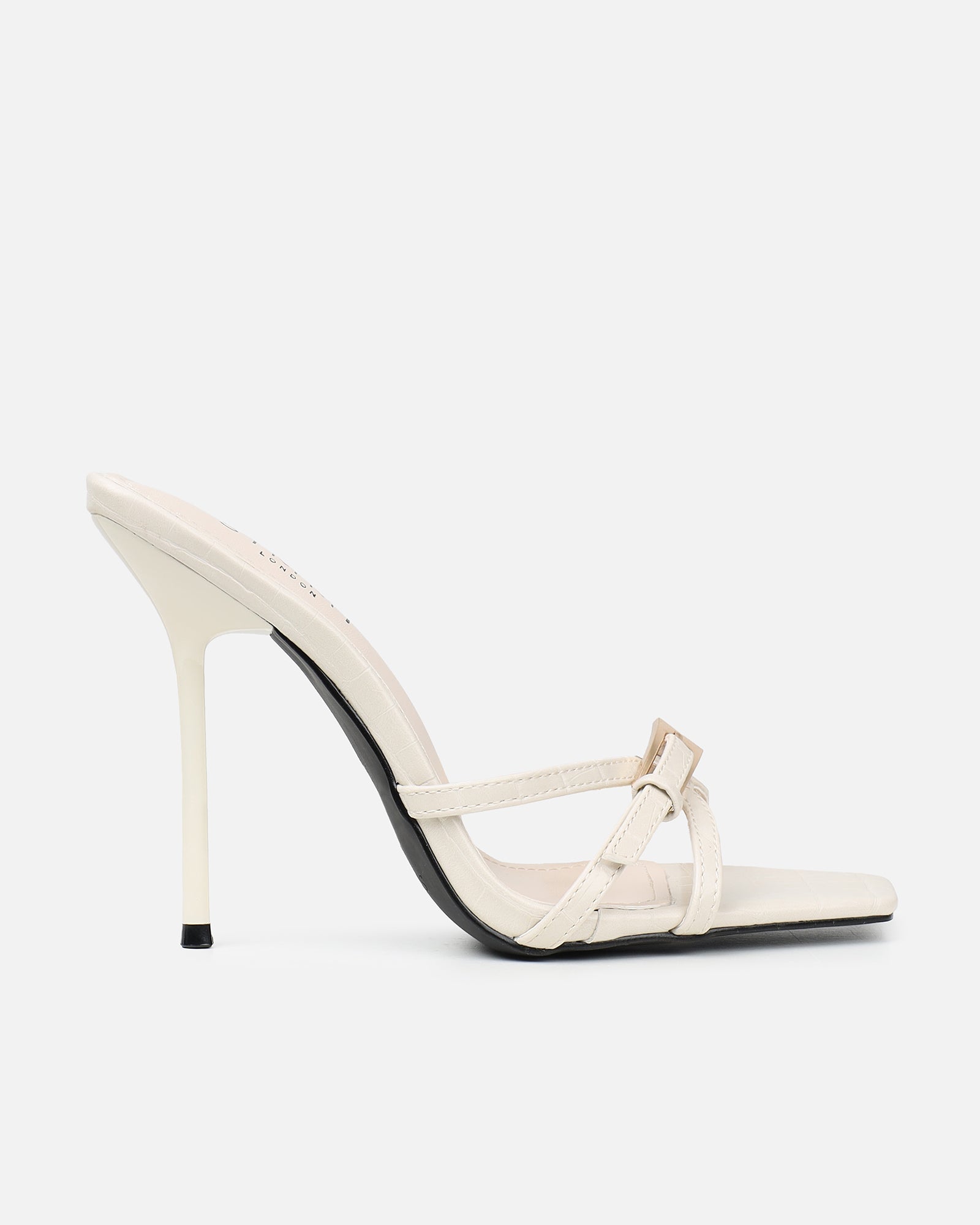 Imaan Stone Croc Effect Buckle Heeled Sandals