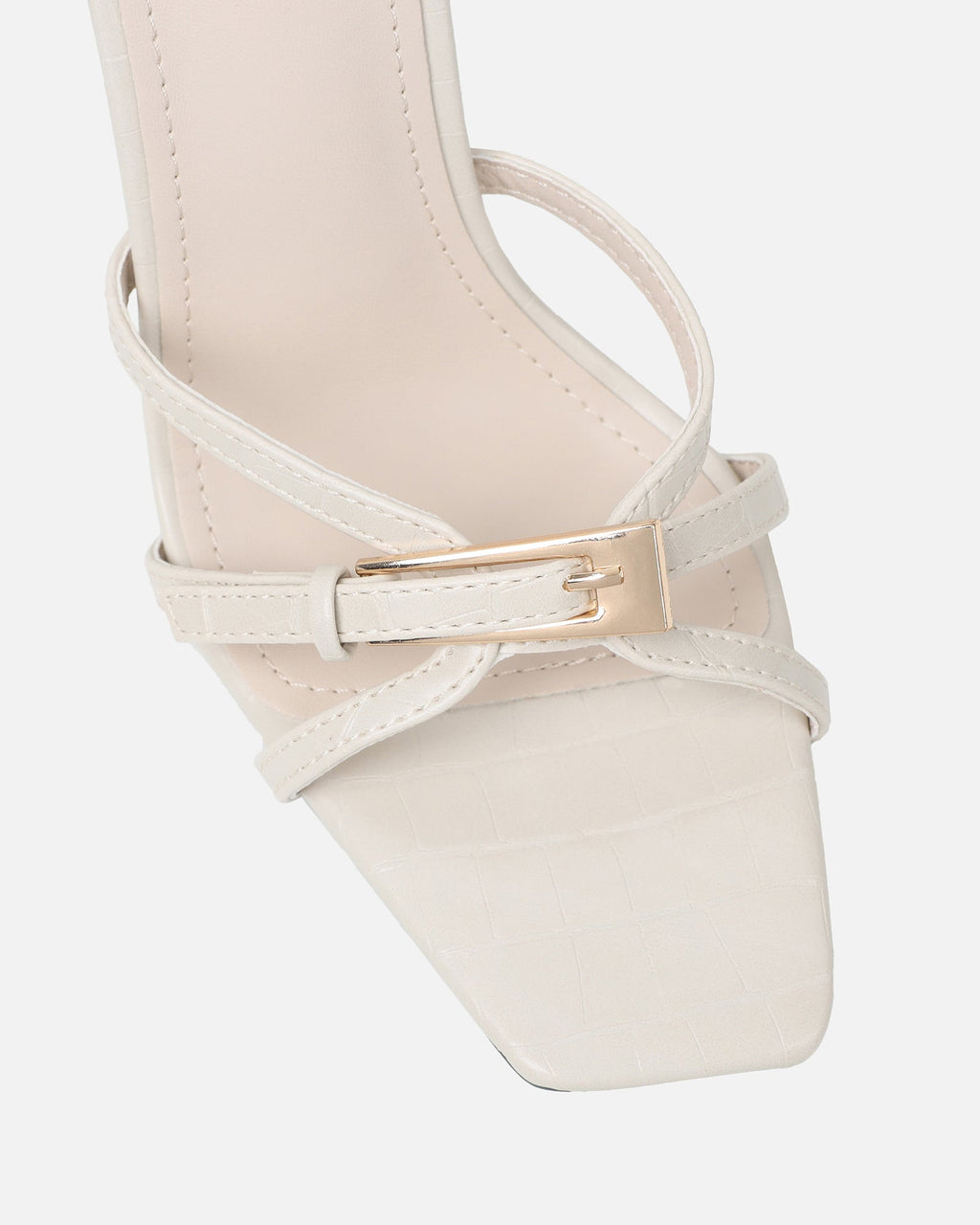 Imaan Stone Croc Effect Buckle Heeled Sandals