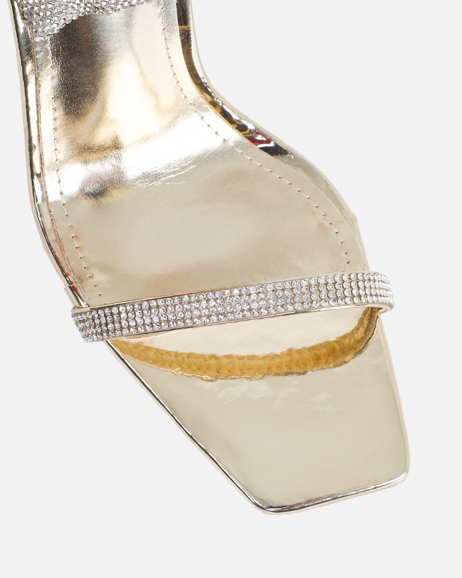 Javana gold mirror diamante spiral heeled sandals