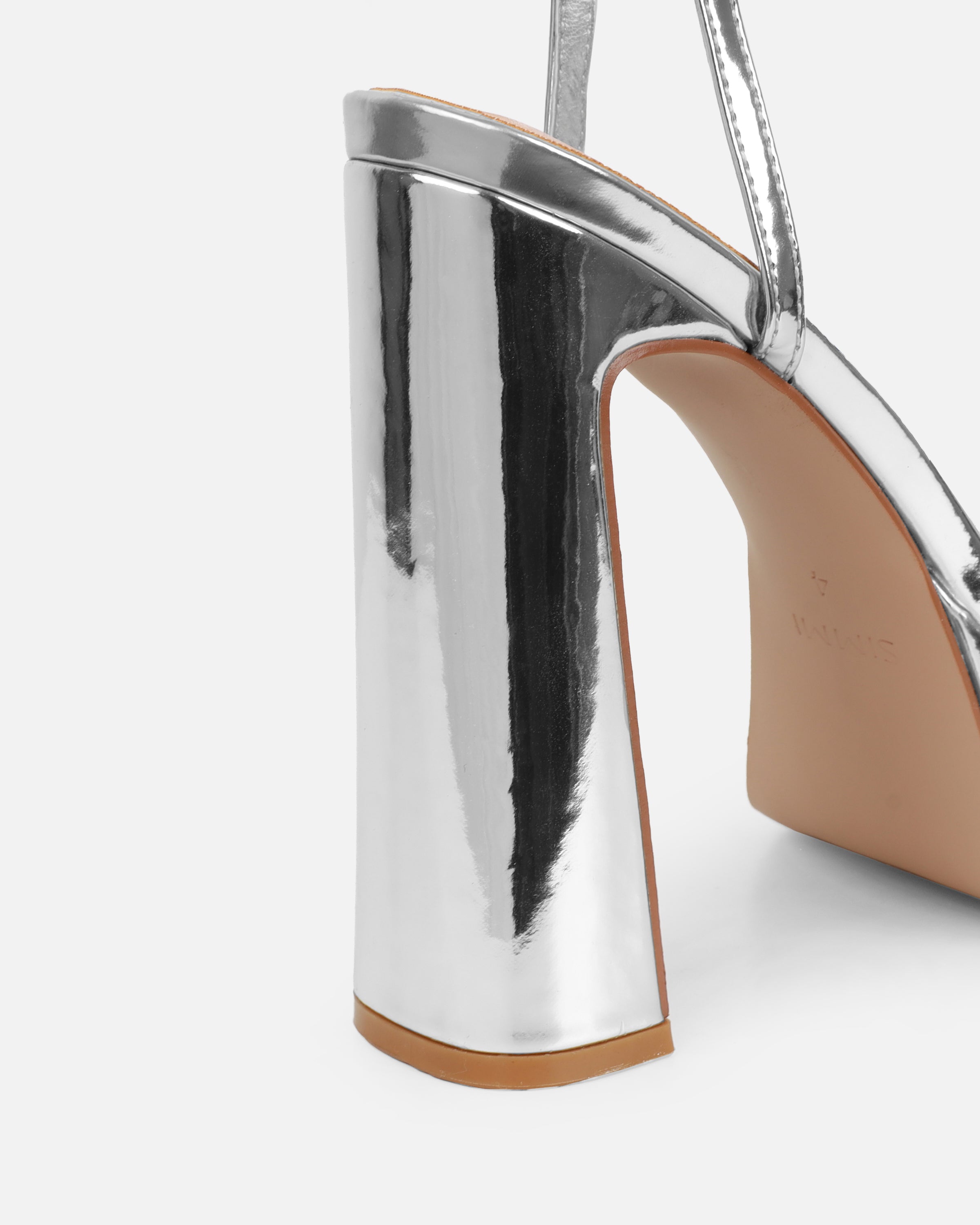 Immogen Clear Silver Mirror Diamante Platform Heels