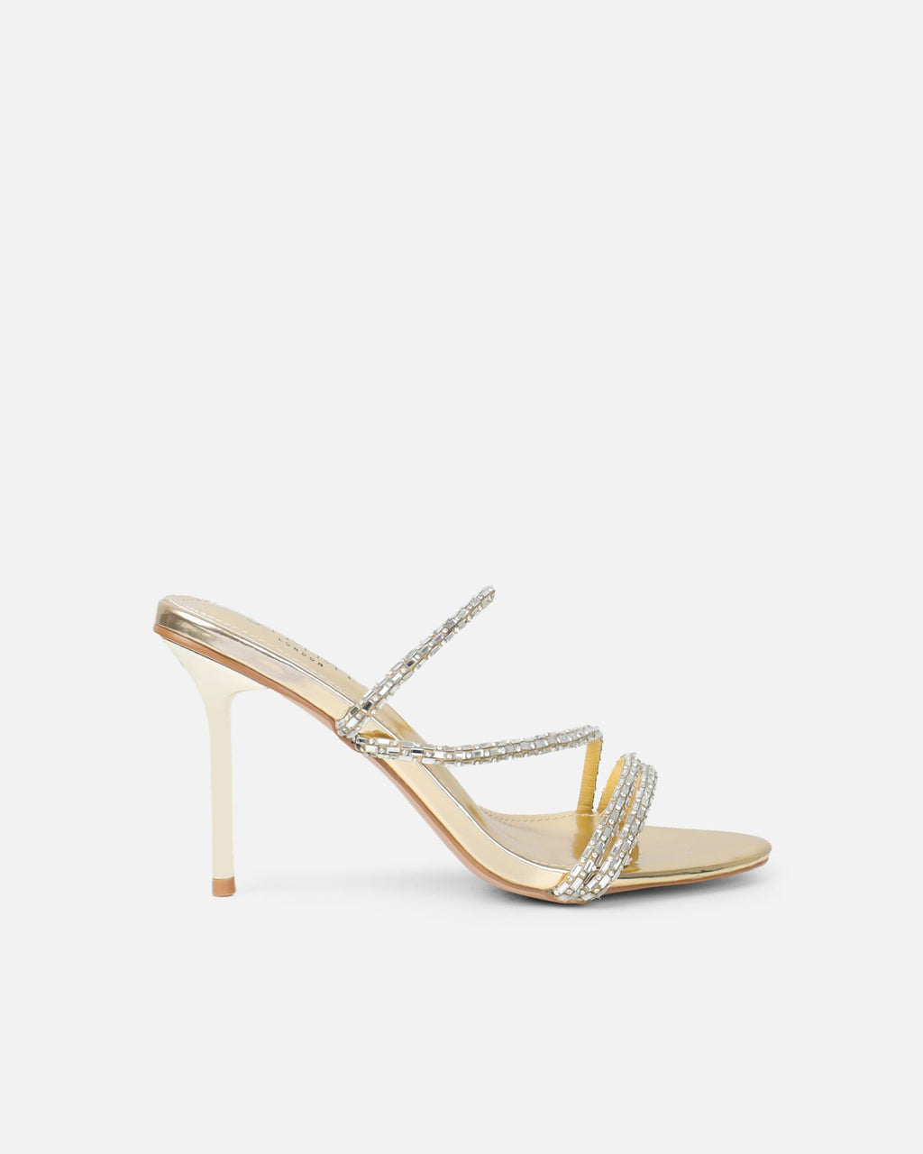 Inessa Gold Mirror Diamante Heeled Sandals